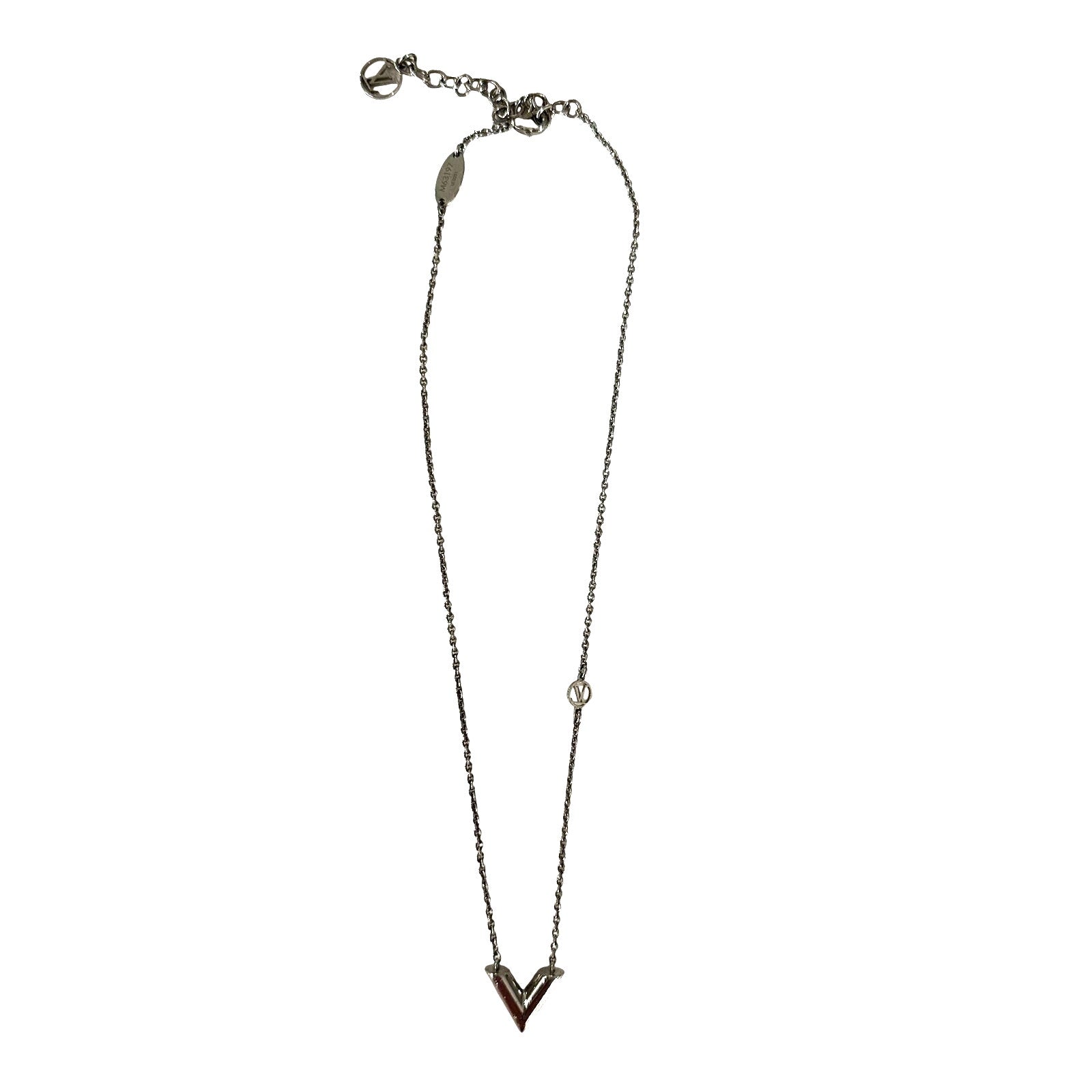 Louis Vuitton LV Essential V Necklace Silver Tone