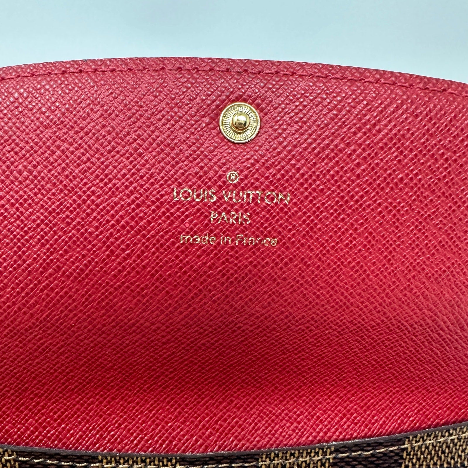 Louis Vuitton LV Damier Ebene Emilie Wallet Red