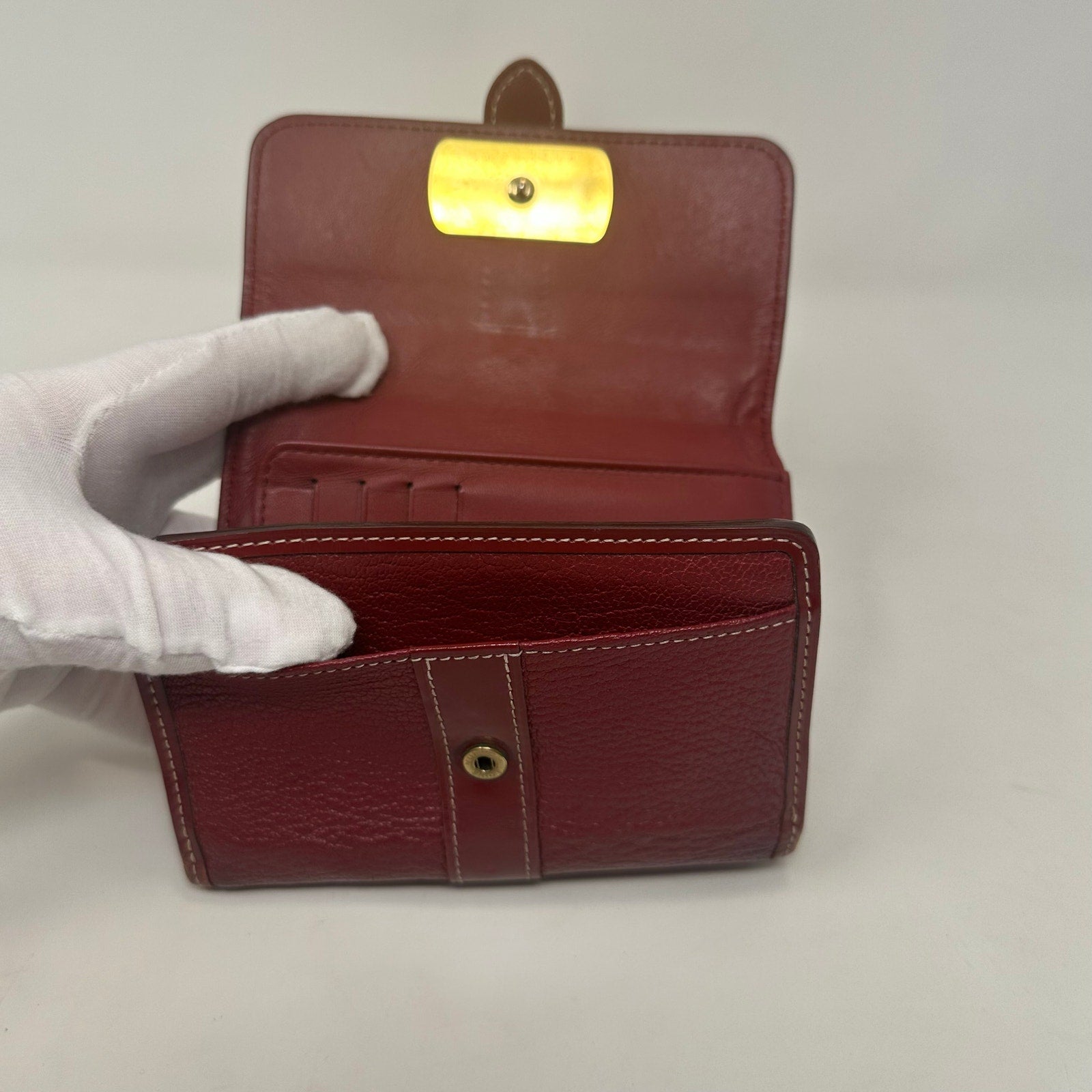 Louis Vuitton LV Suhali Portefeiulle Compact Tri-fold Wallet Red Burgundy