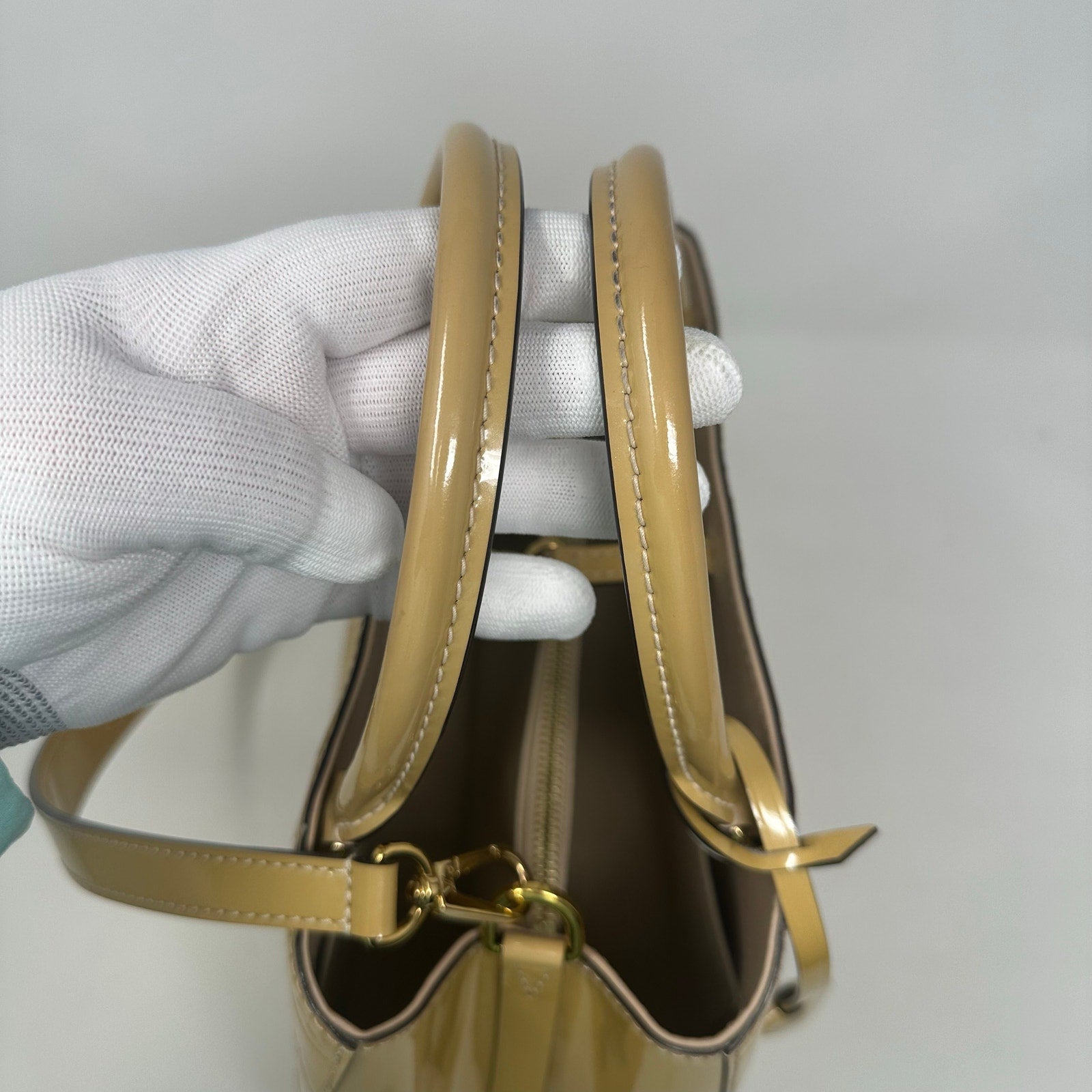 Louis Vuitton LV Vernis Monogram Montaigne Bag Cream Yellow