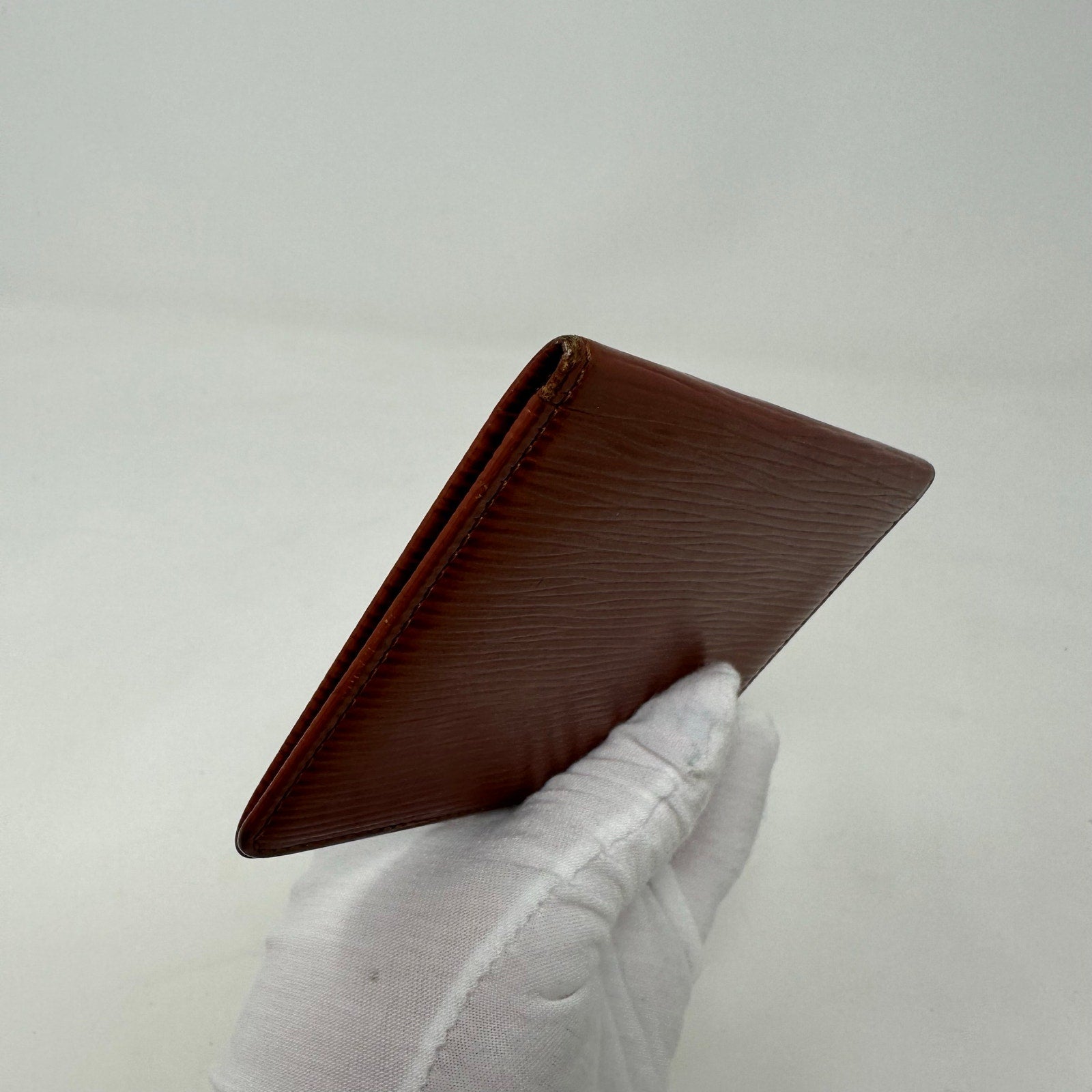 Louis Vuitton LV Epi Leather Card Case ID Holder Brown