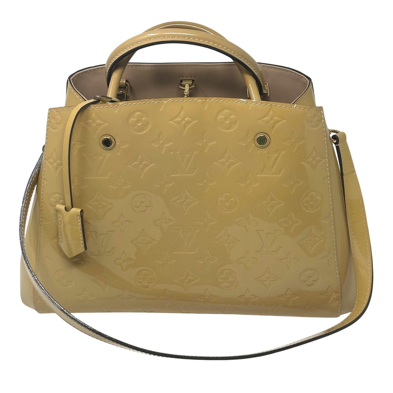 Louis Vuitton LV Vernis Monogram Montaigne Bag Cream Yellow