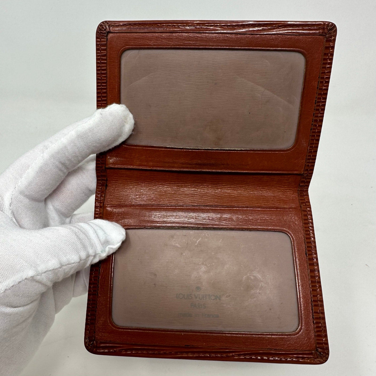 Louis Vuitton LV Epi Leather Card Case ID Holder Brown