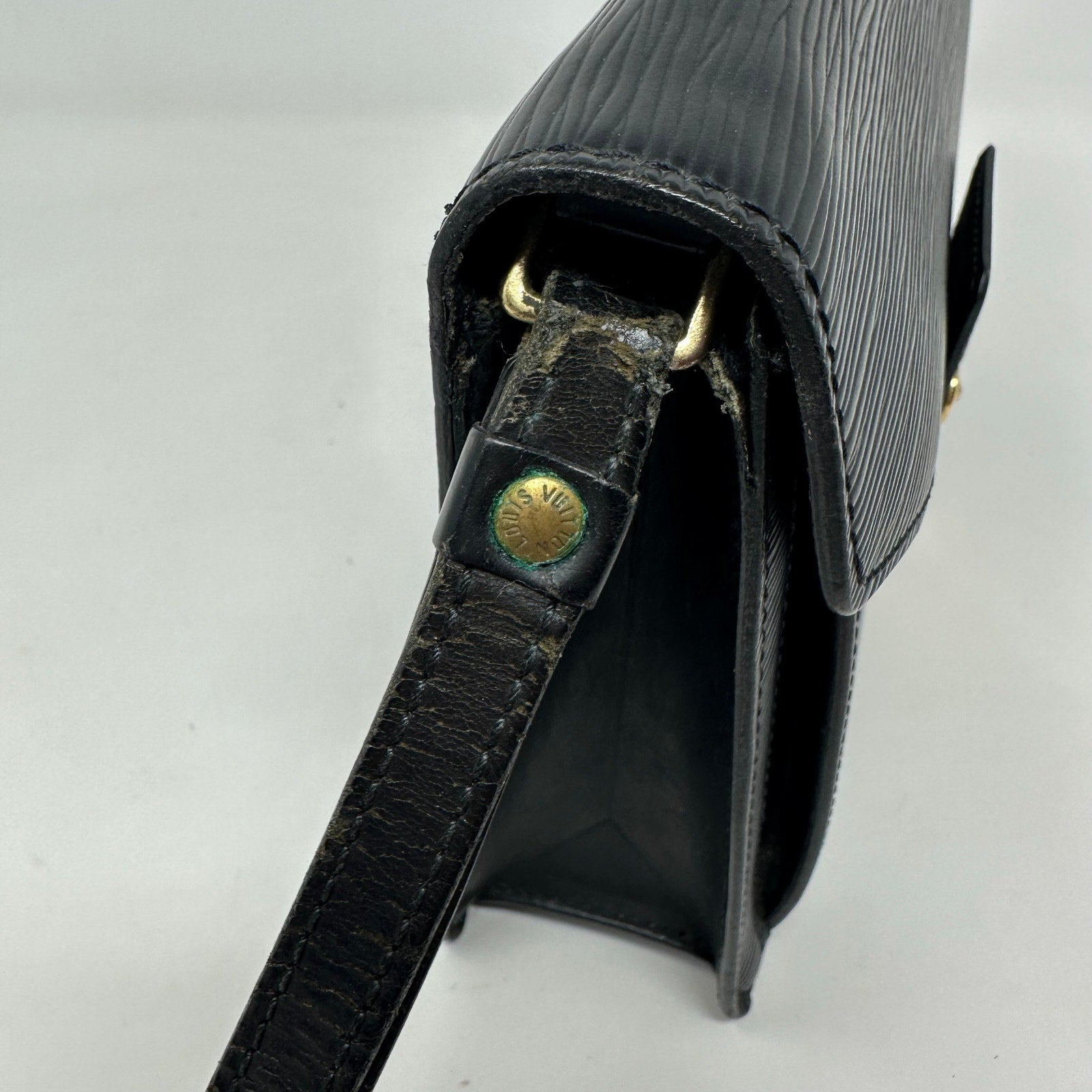 Louis Vuitton LV Epi Leather Pochette Sellier Dragonne Clutch Bag Black