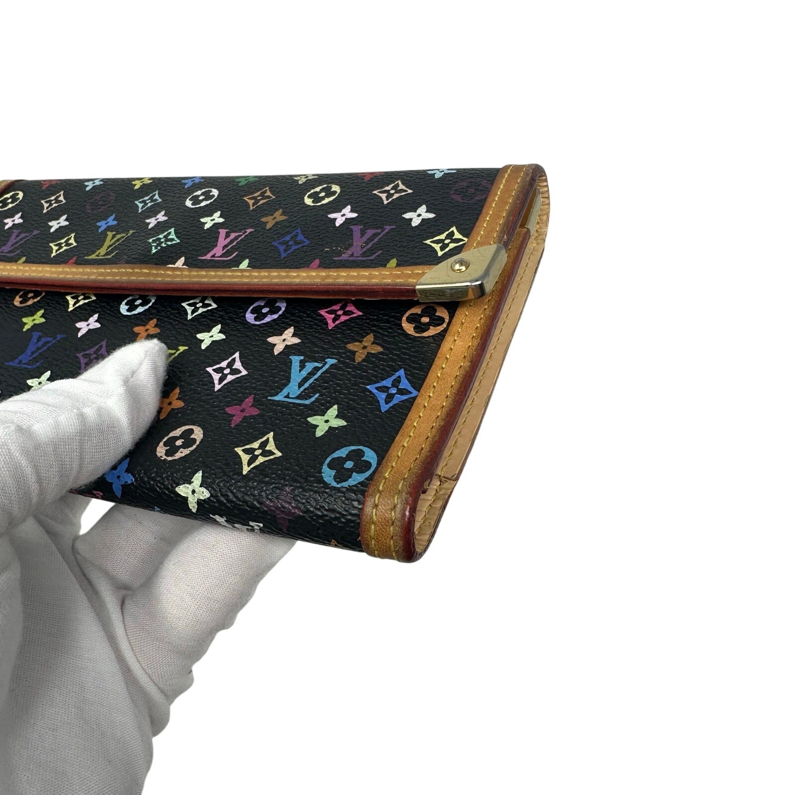Louis Vuitton LV Black Murakami Multicolor Monogram Sarah International Wallet
