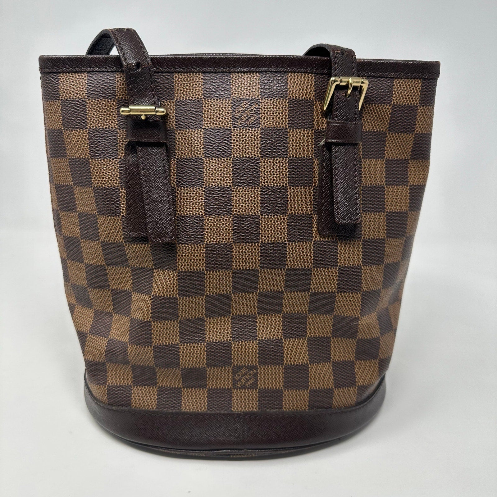 Louis Vuitton LV Damier Ebene Marais Bucket Tote Bag