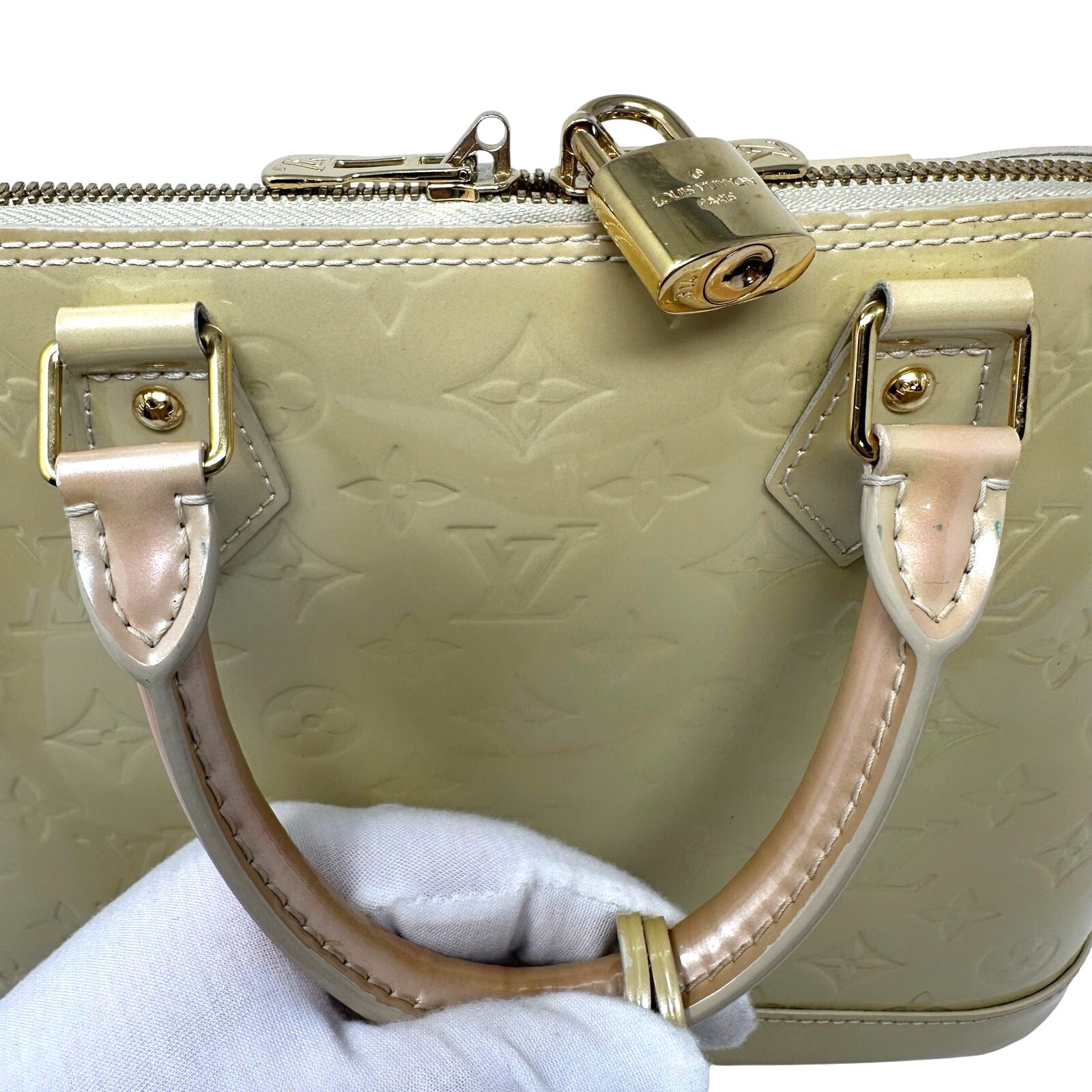 Louis Vuitton LV Monogram Vernis Alma PM Butter Yellow
