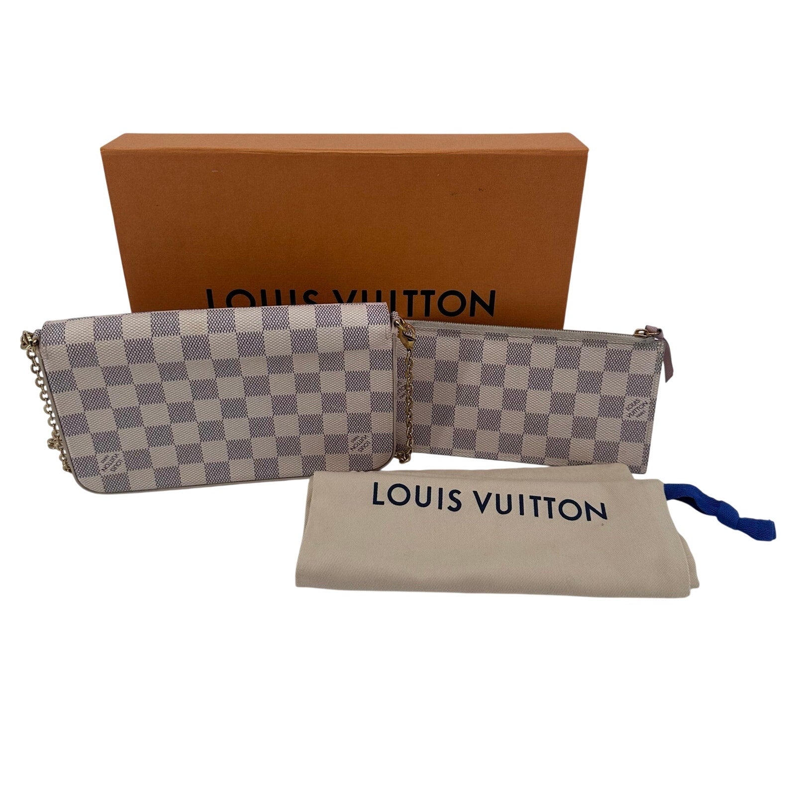 Louis Vuitton LV Damier Azur Felicie Pochette Crossbody Bag Full Set