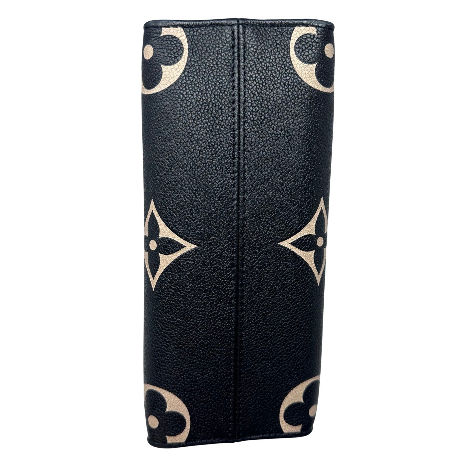 Louis Vuitton LV Empreinte Leather Bicolor Giant Monogram On The Go PM Tote Crossbody Bag Black Cream