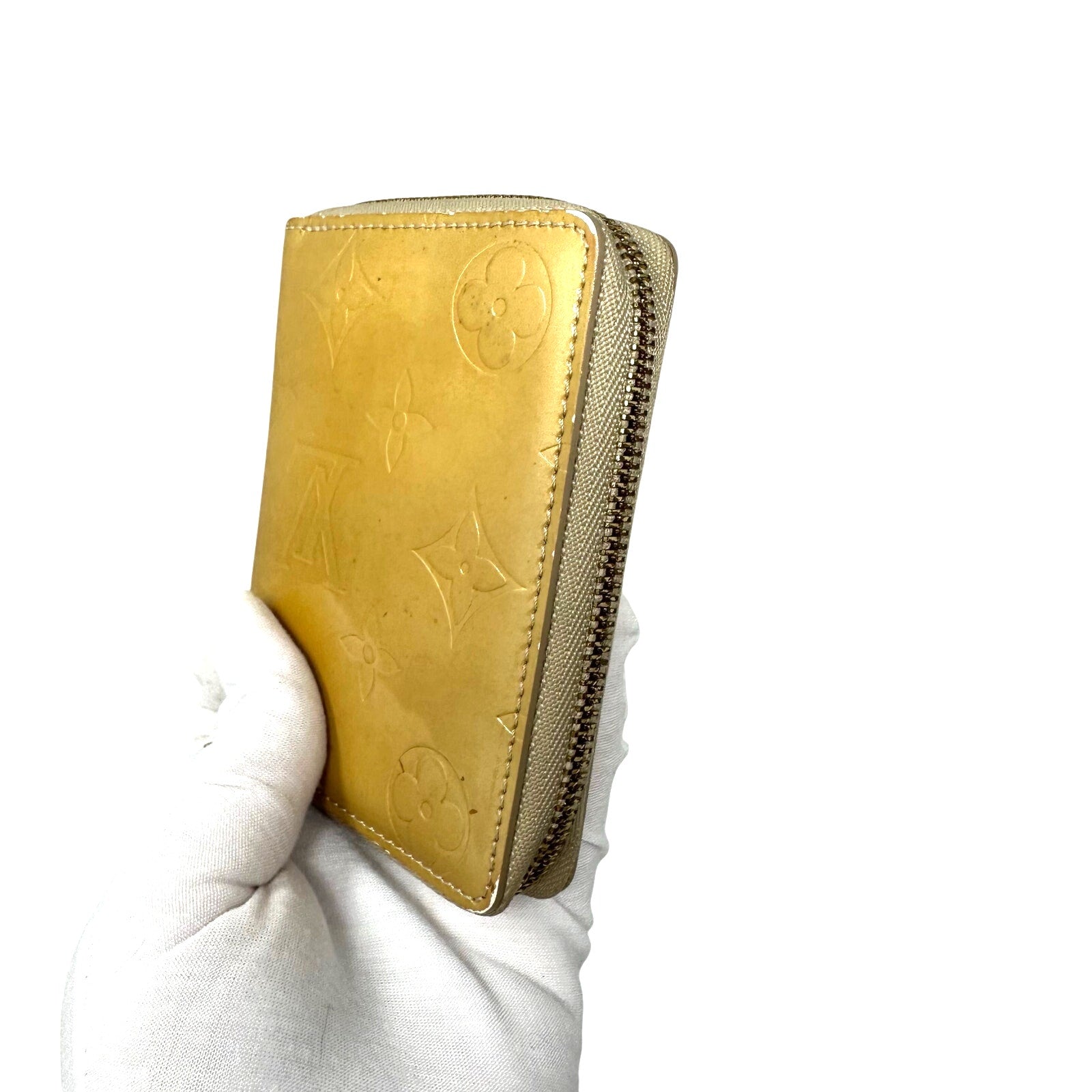 Louis Vuitton LV Monogram Vernis Zippy Coin Purse Wallet Yellow