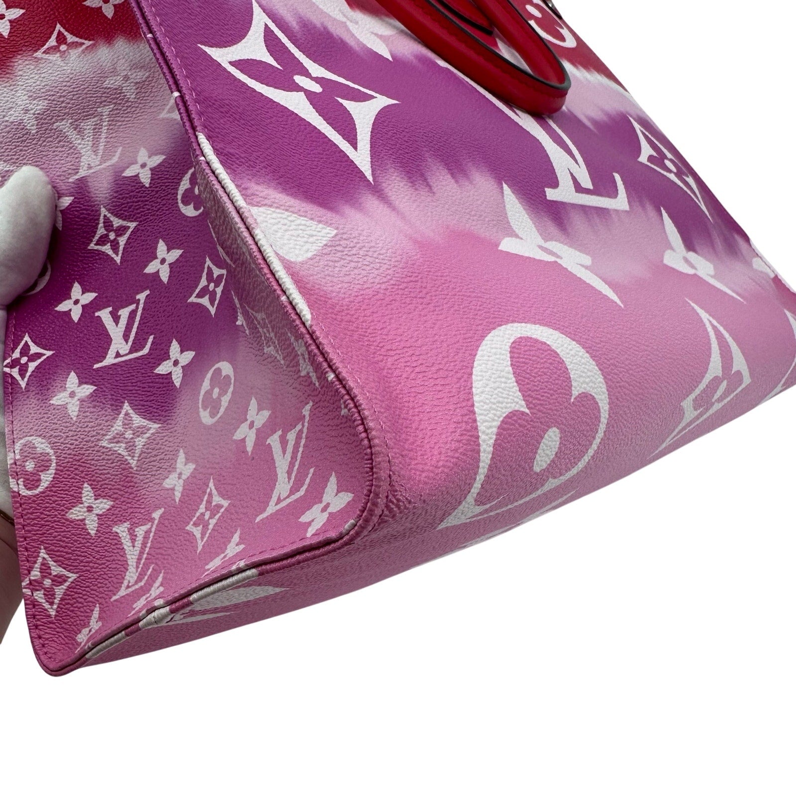 Louis Vuitton LV Monogram Escale Onthego GM Rouge Red Pink Tote Bag Full Set