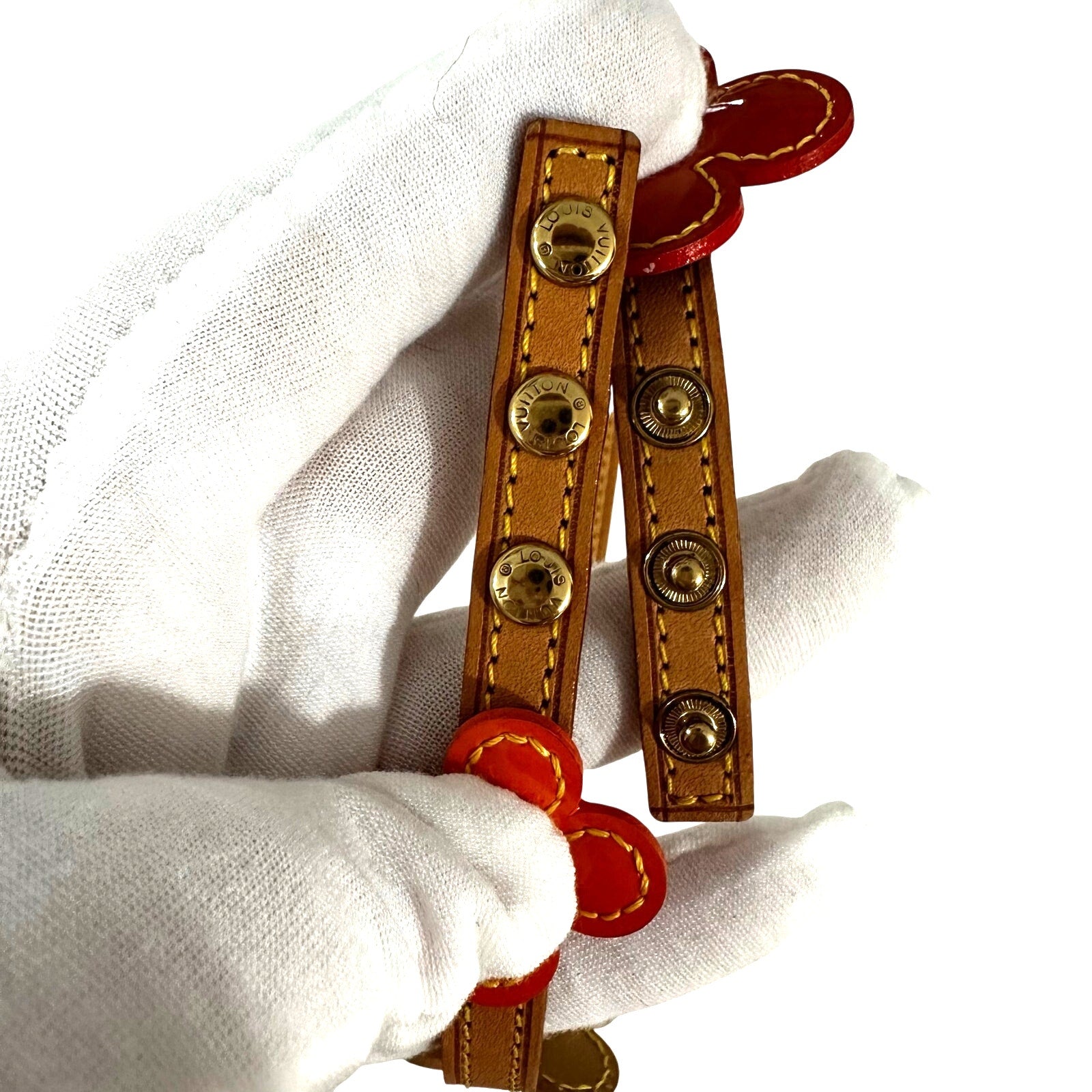 Louis Vuitton LV Monogram Vernis Lexington Flower Double Wrap Bracelet Orange Gold