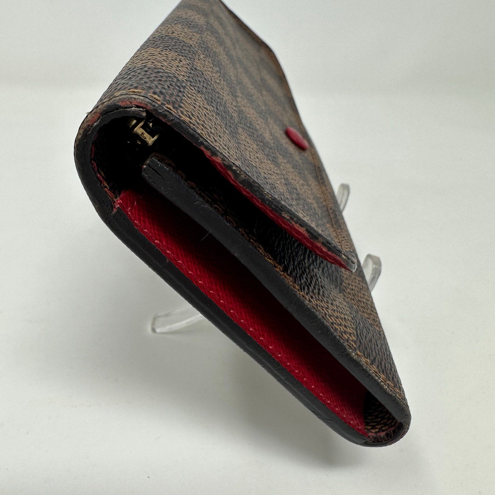 Louis Vuitton LV Damier Ebene Emilie Wallet Red