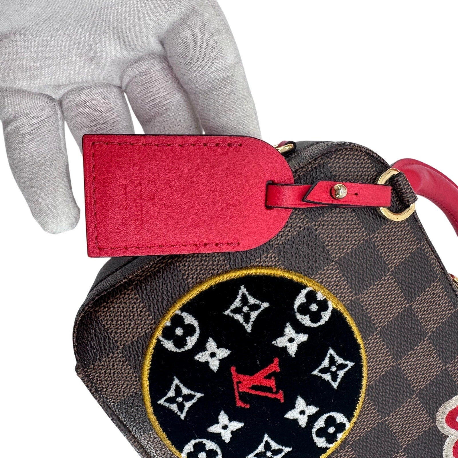 Louis Vuitton LV Damier Ebene Stories Box Trunk Crossbody Bag With Patches Full Set
