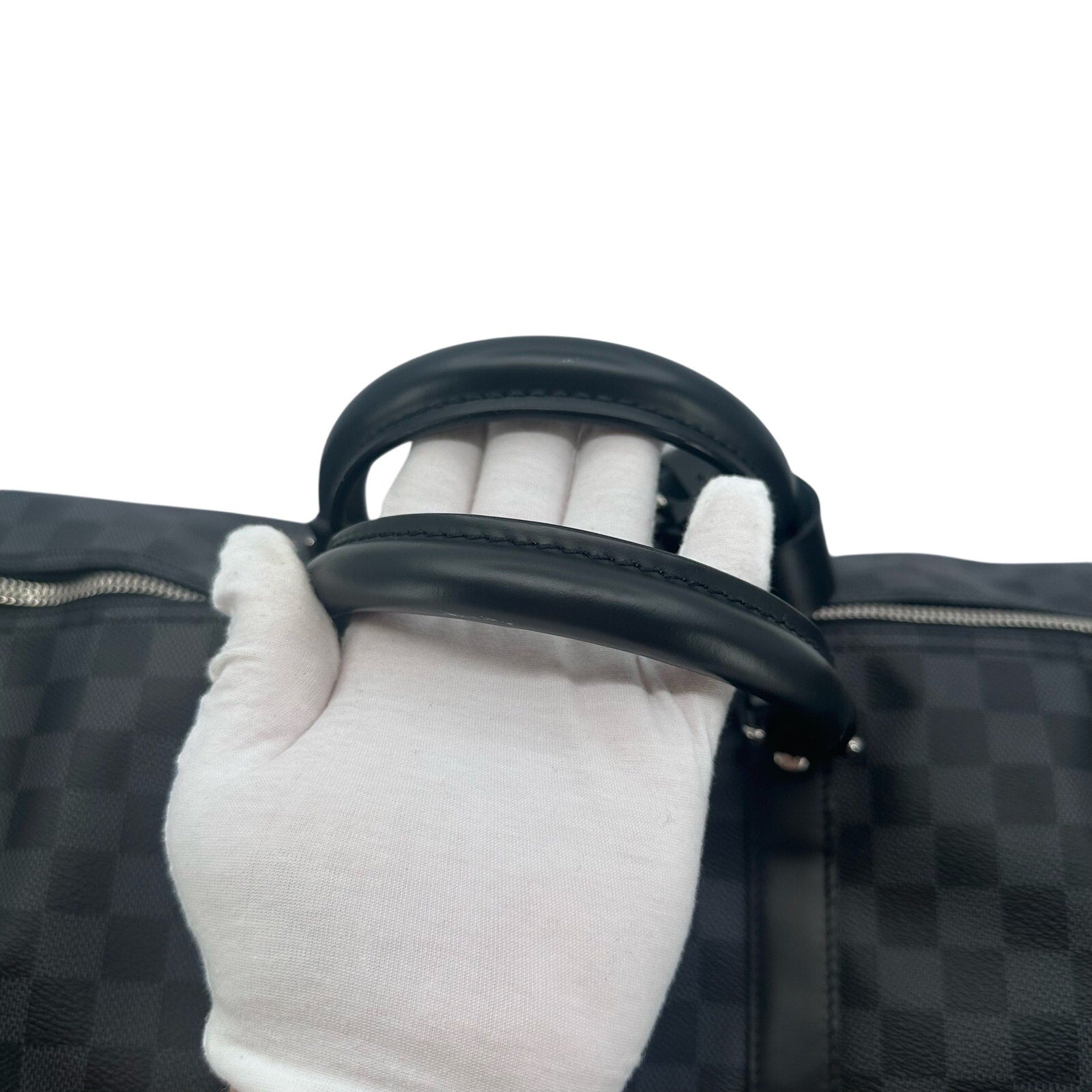 Louis Vuitton LV Damier Graphite Black Gray Keepall 55 Bandolier Duffle Bag