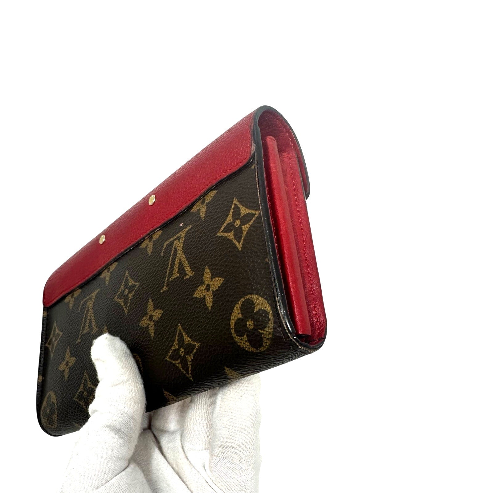 Louis Vuitton LV Monogram Red Pallas Long Wallet