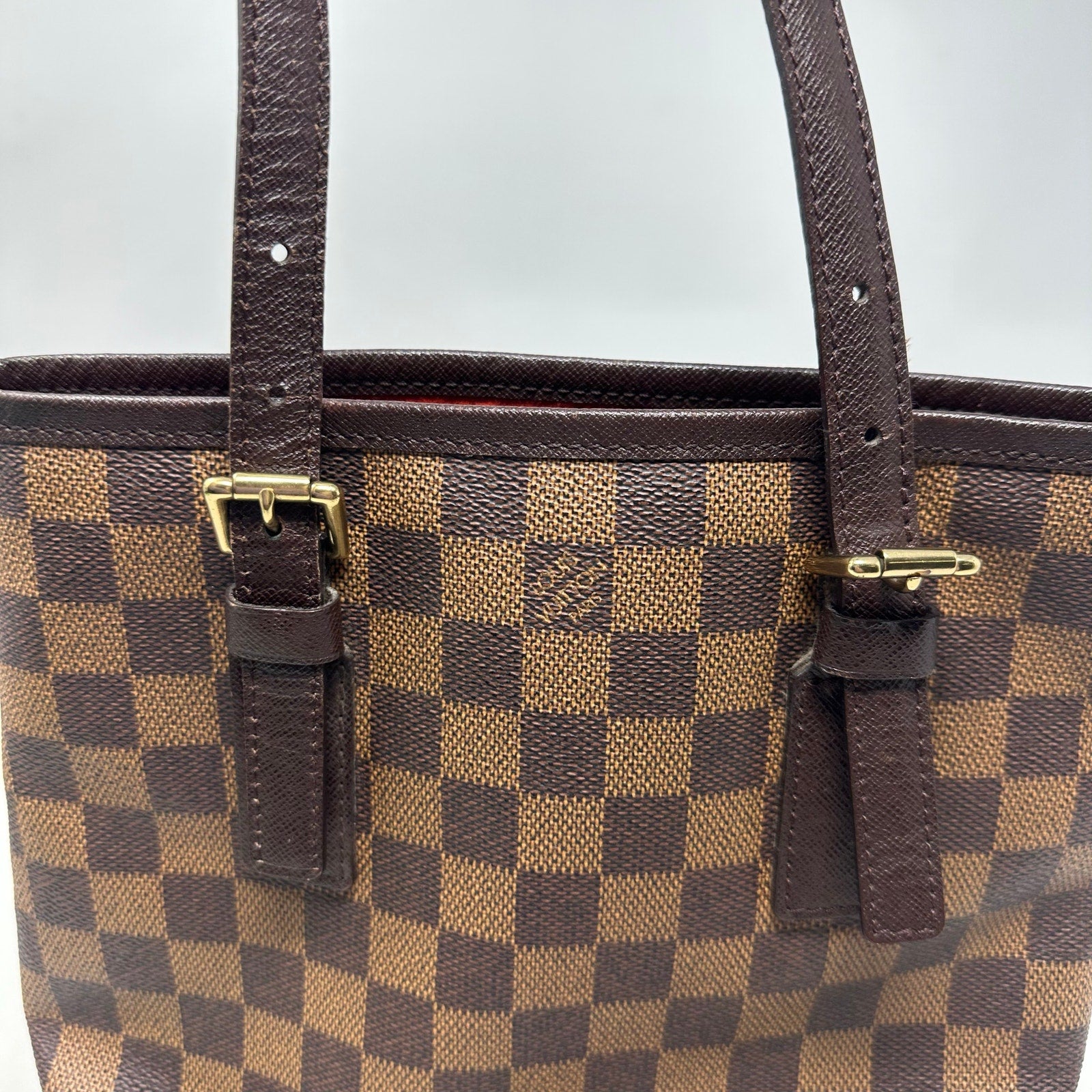 Louis Vuitton LV Damier Ebene Marais Bucket Tote Bag