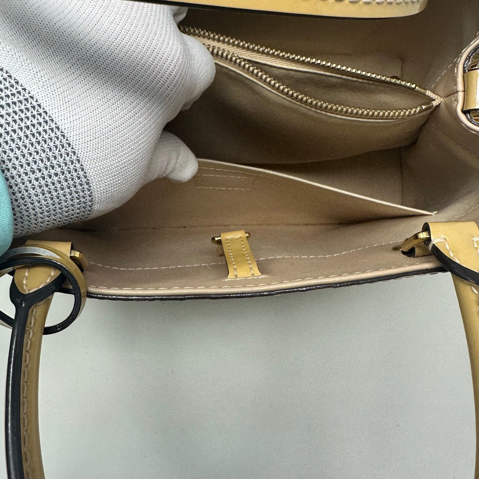 Louis Vuitton LV Vernis Monogram Montaigne Bag Cream Yellow