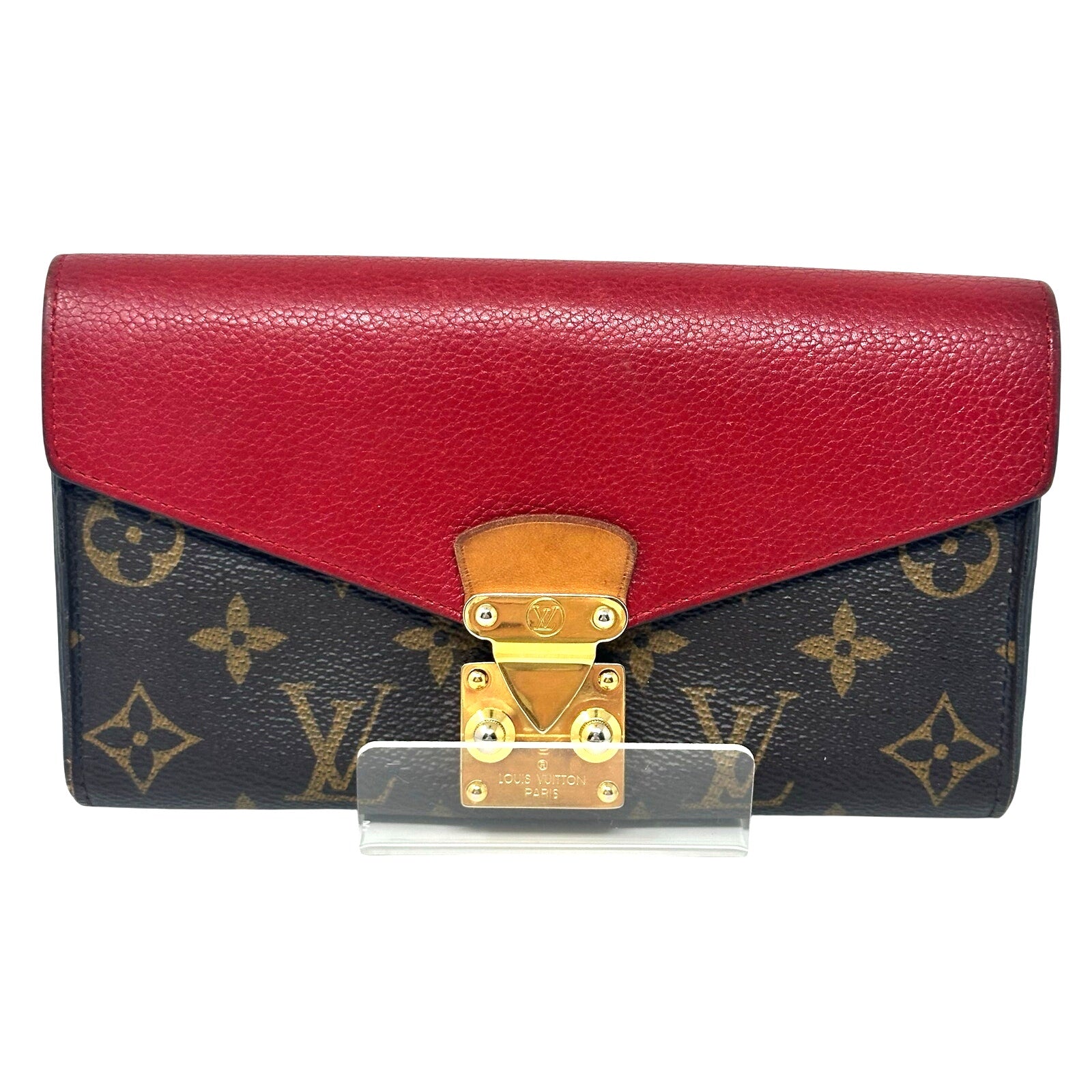 Louis Vuitton LV Monogram Red Pallas Long Wallet
