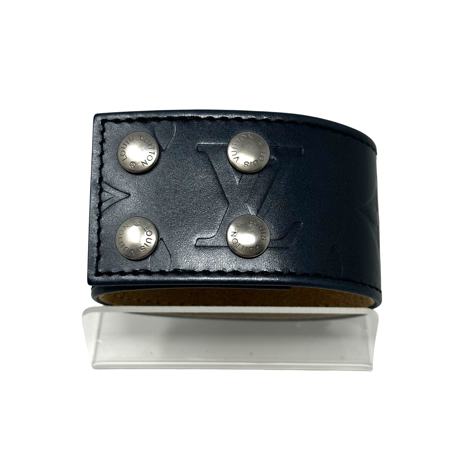 Louis Vuitton Monogram Mat 2002 Cuir Bleu Bracelet Armband