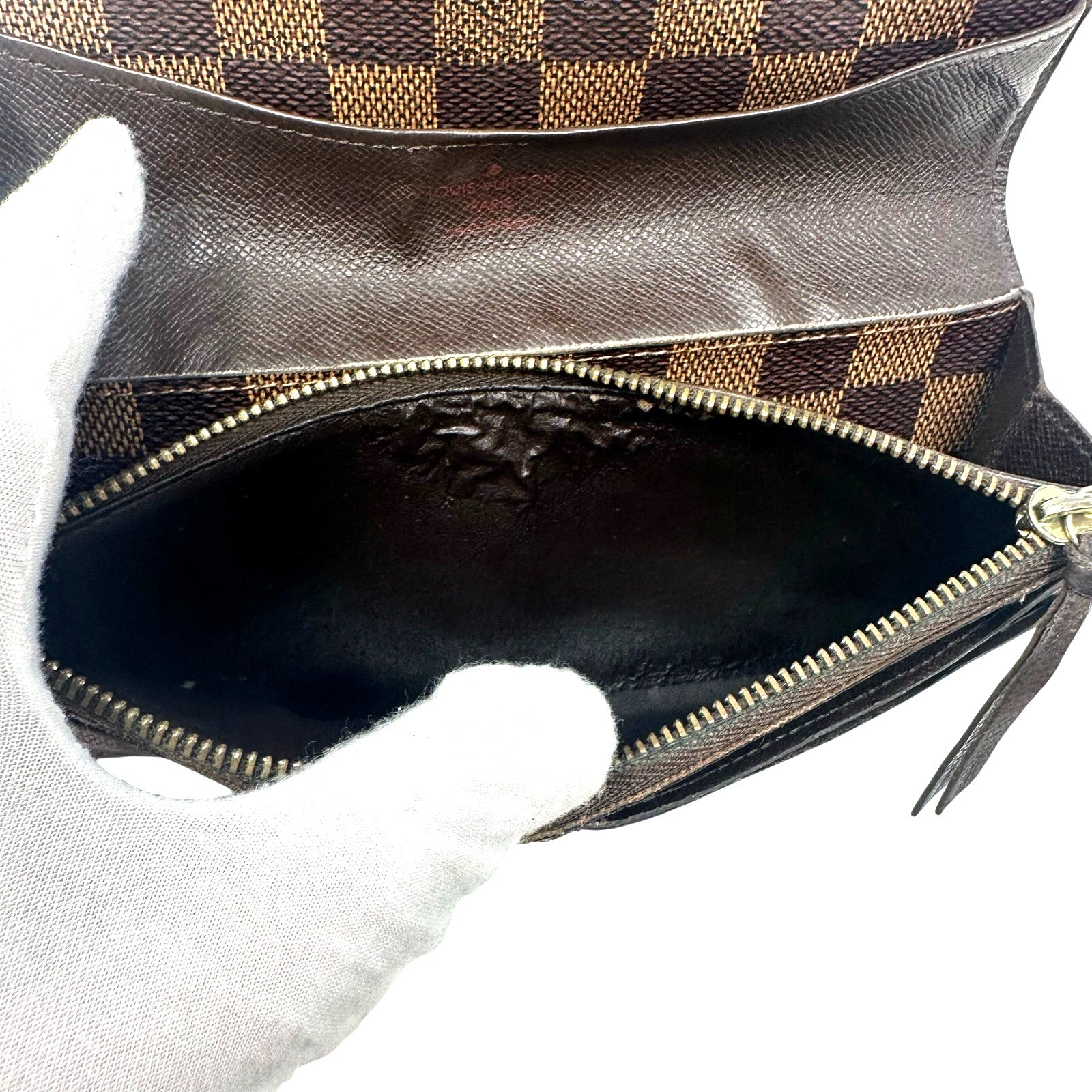 Louis Vuitton LV Damier Ebene Emilie Long Wallet