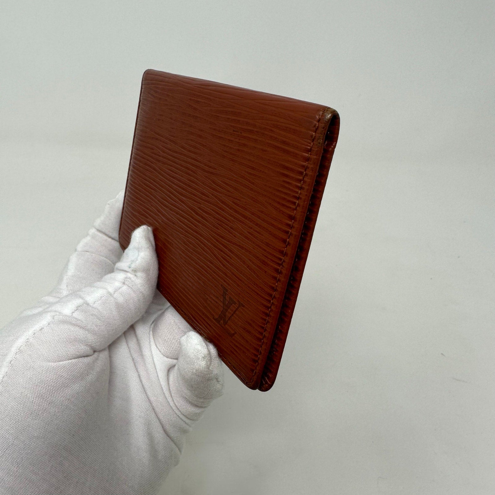 Louis Vuitton LV Epi Leather Card Case ID Holder Brown