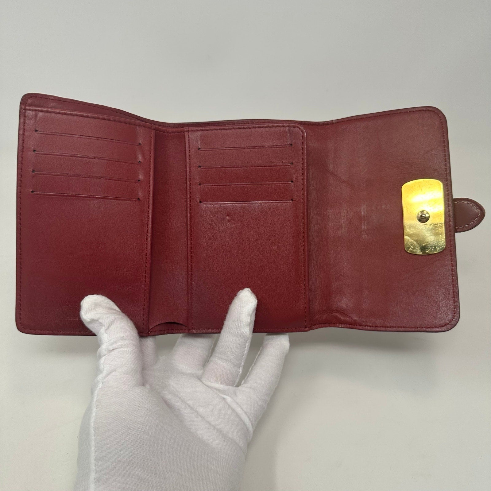 Louis Vuitton LV Suhali Portefeiulle Compact Tri-fold Wallet Red Burgundy