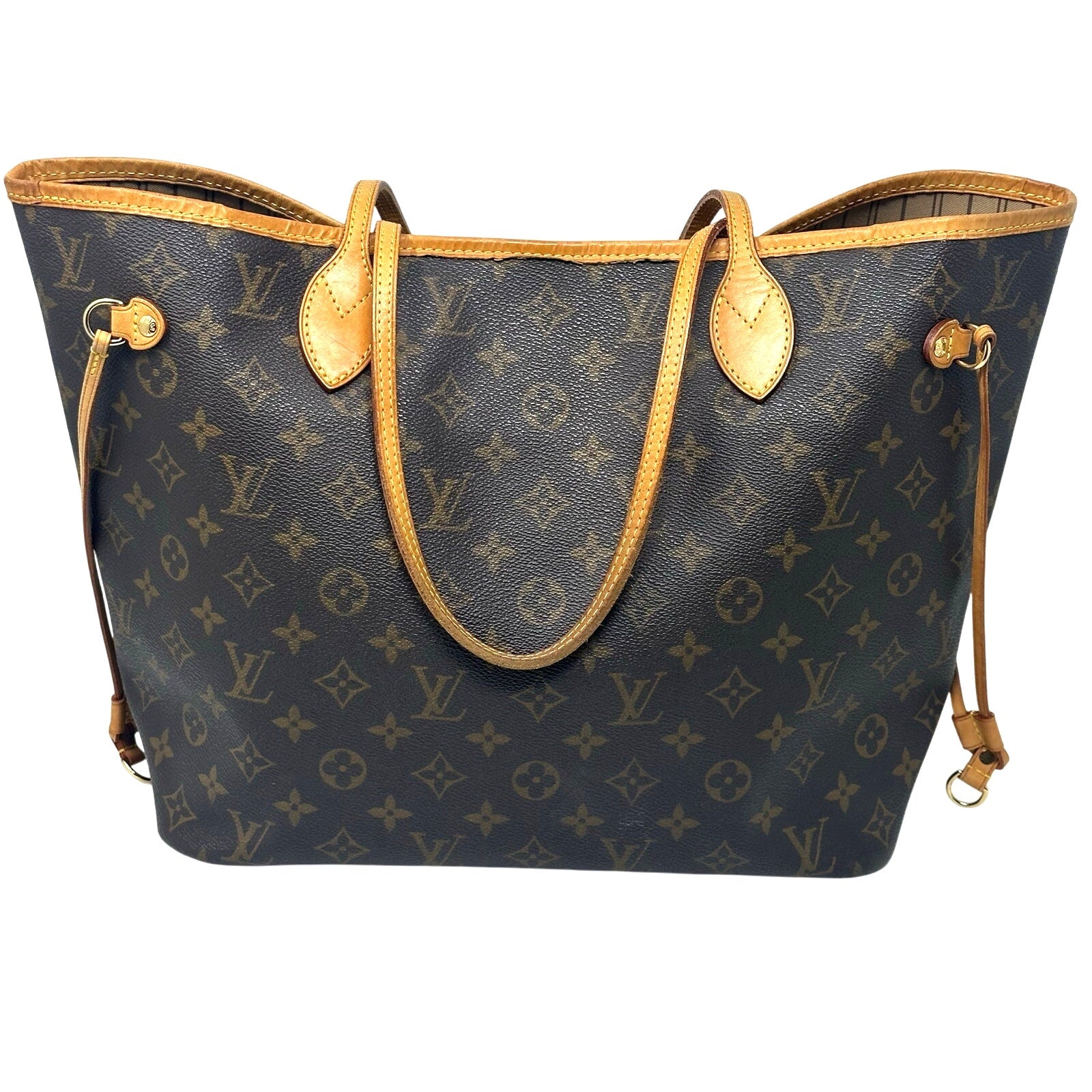Louis Vuitton LV Monogram Neverfull MM Tote Bag Beige Interior