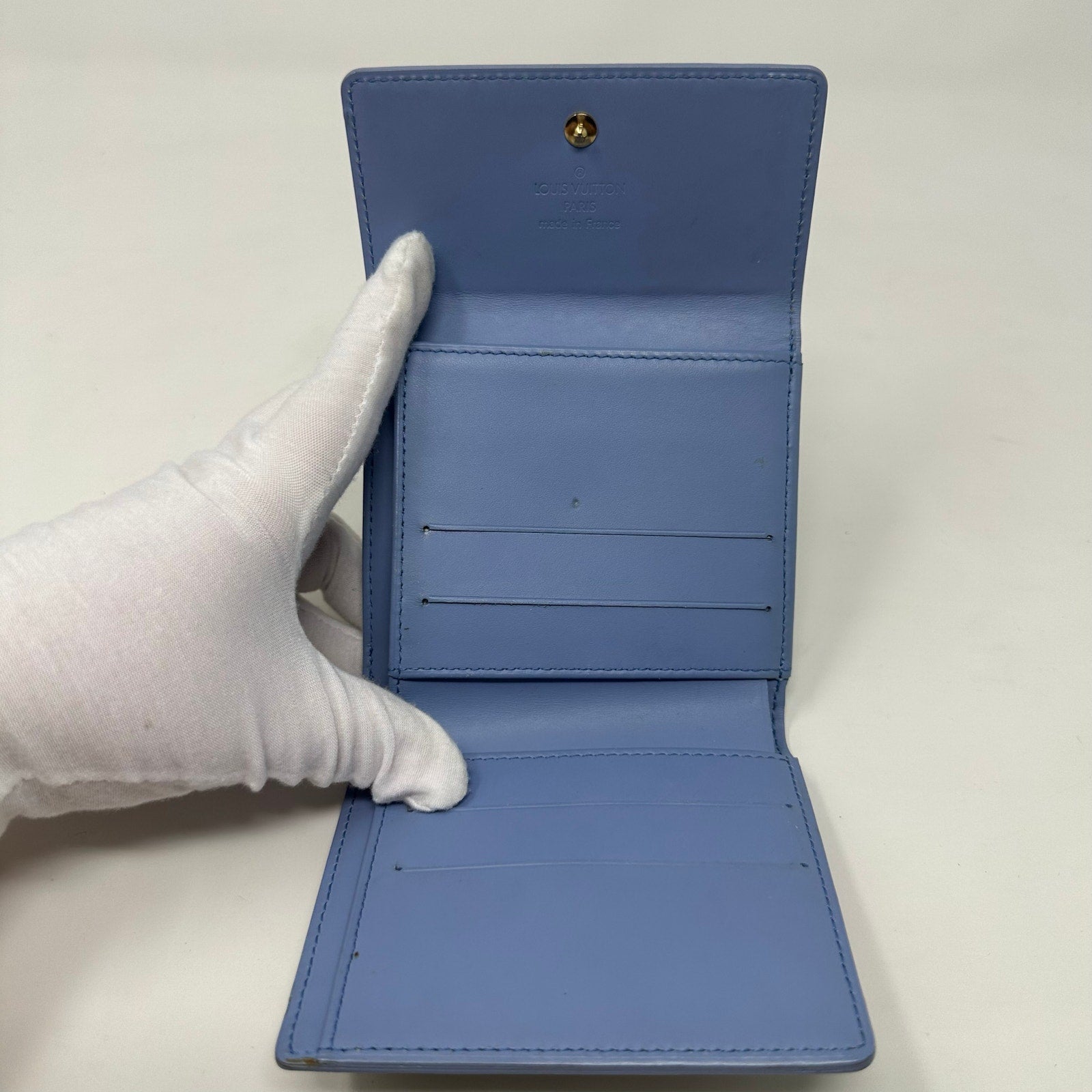 Louis Vuitton LV Vernis Monogram Elise Wallet Light Blue