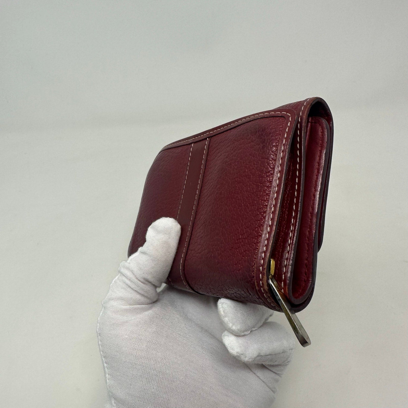 Louis Vuitton LV Suhali Portefeiulle Compact Tri-fold Wallet Red Burgundy
