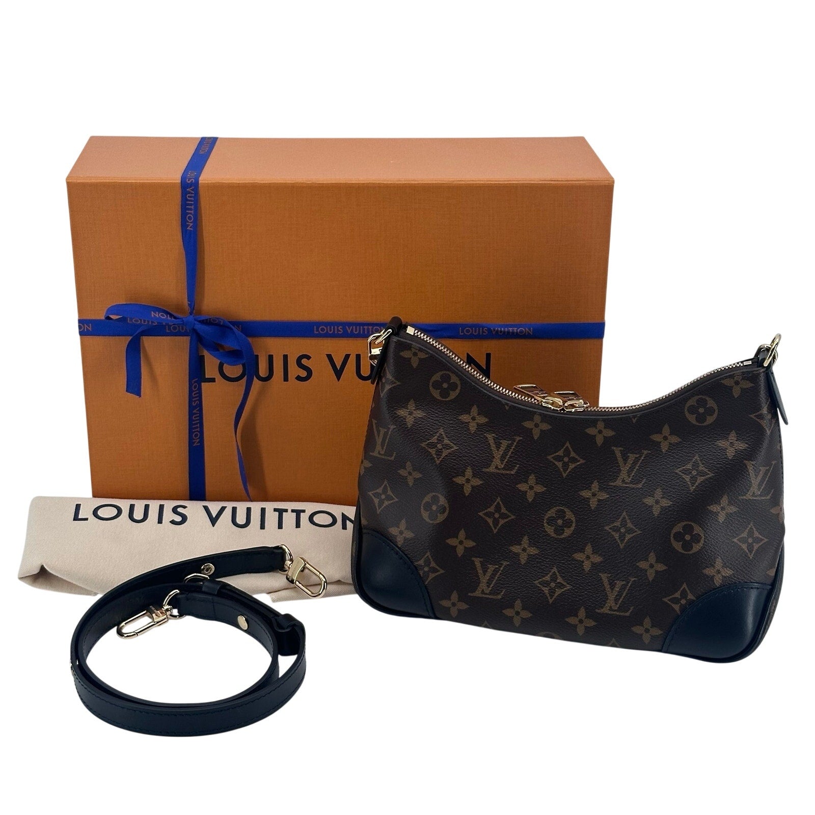 Louis Vuitton LV Monogram Boulogne NM MNG Noir Trim Crossbody Shoulder Bag