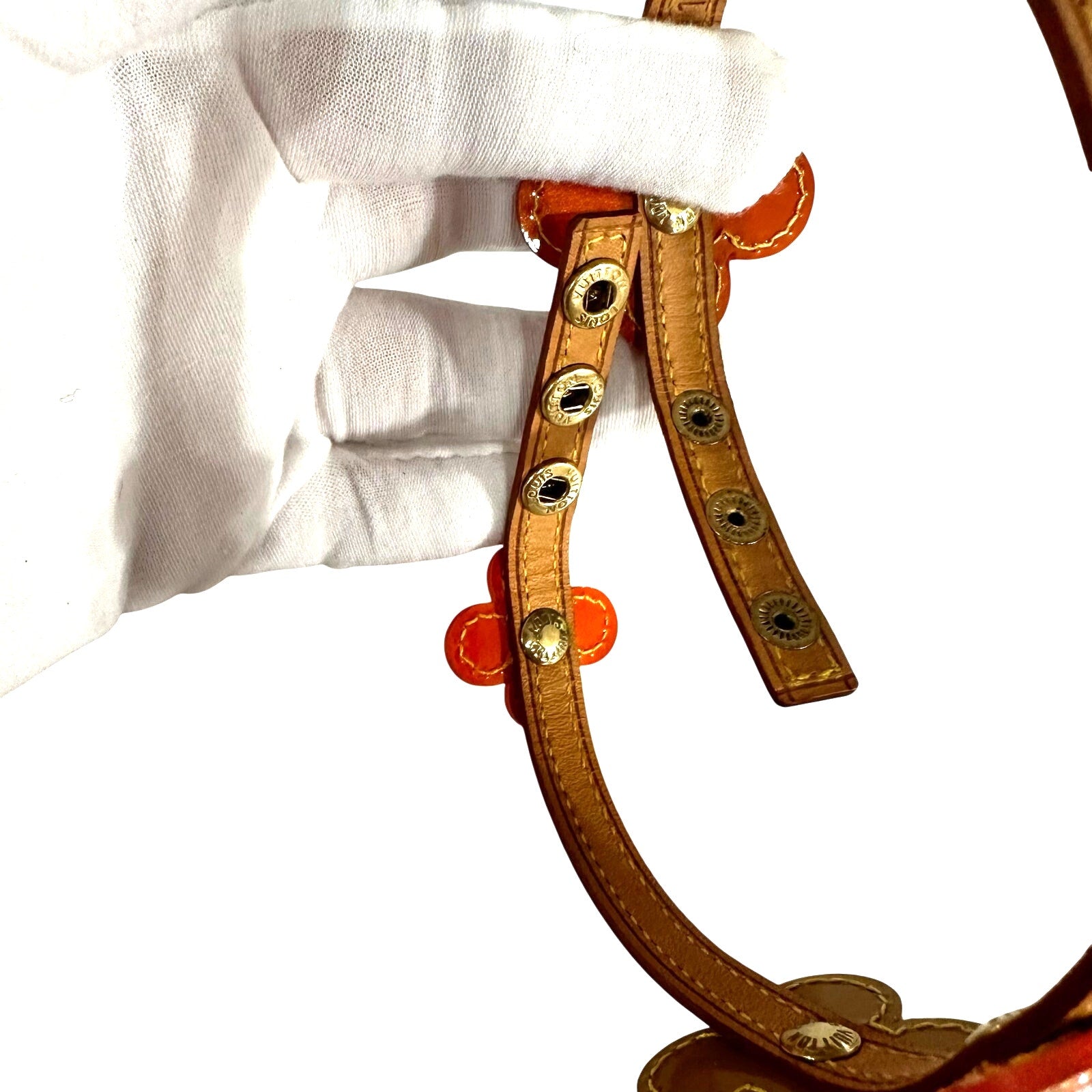 Louis Vuitton LV Monogram Vernis Lexington Flower Double Wrap Bracelet Orange Gold