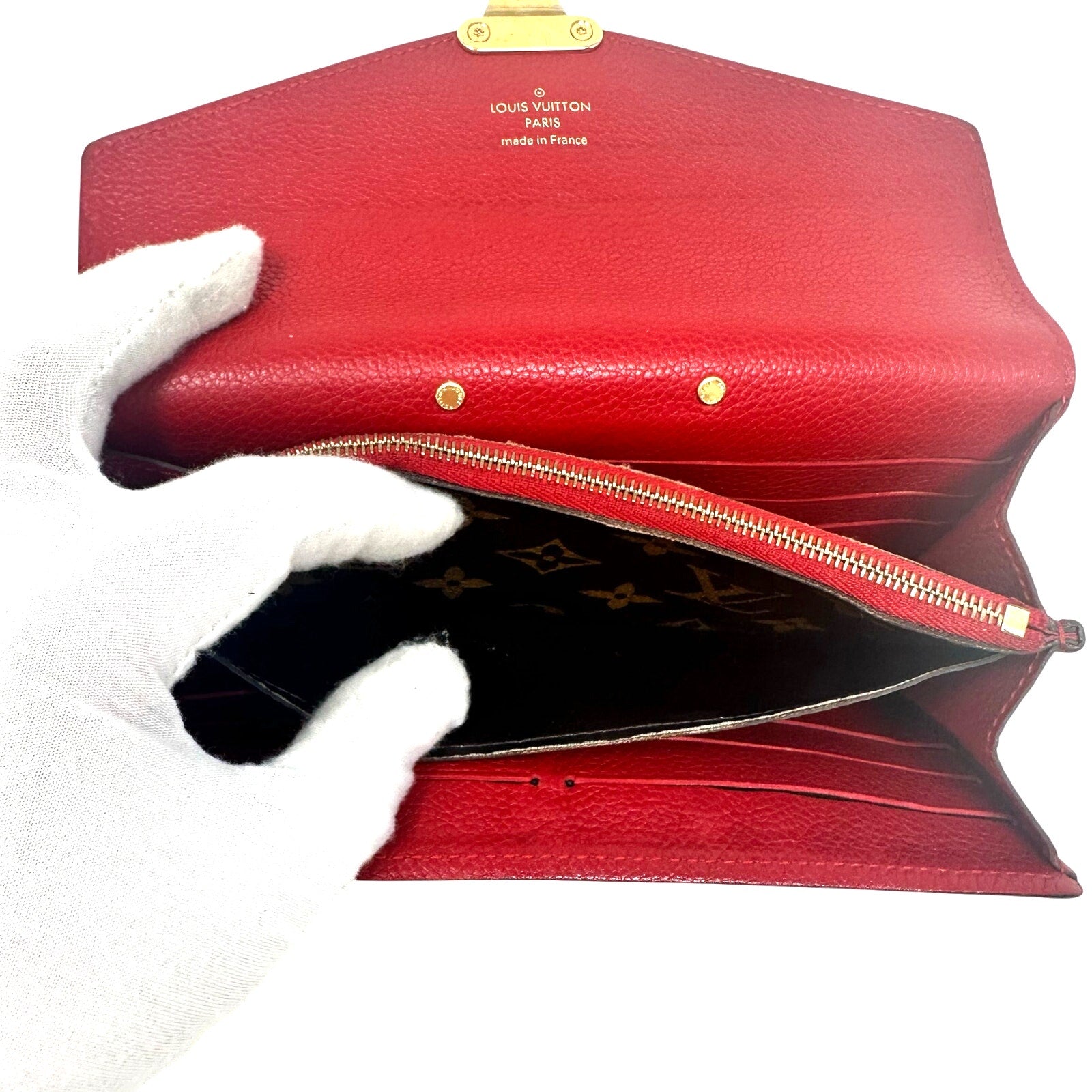 Louis Vuitton LV Monogram Red Pallas Long Wallet