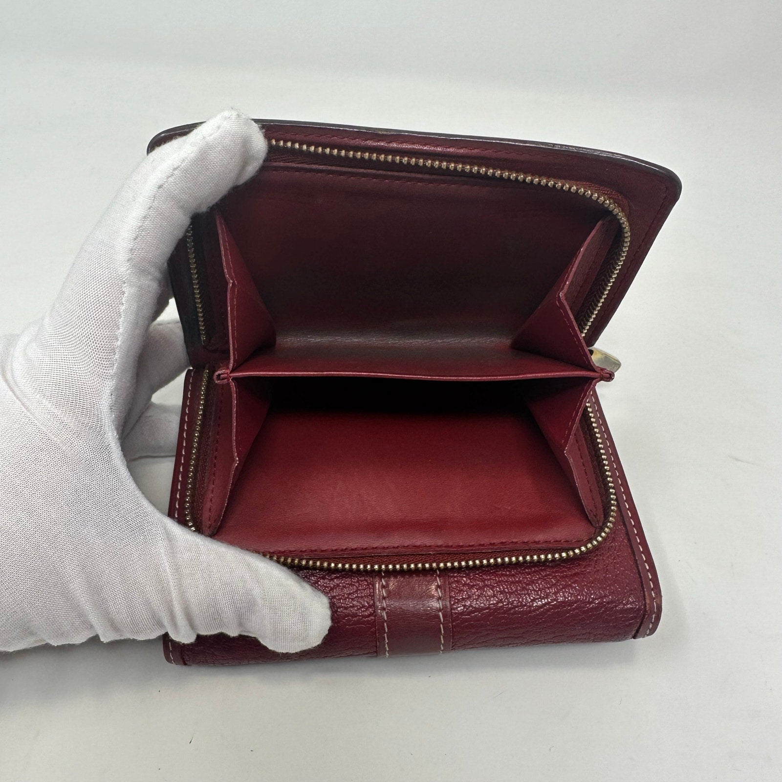 Louis Vuitton LV Suhali Portefeiulle Compact Tri-fold Wallet Red Burgundy