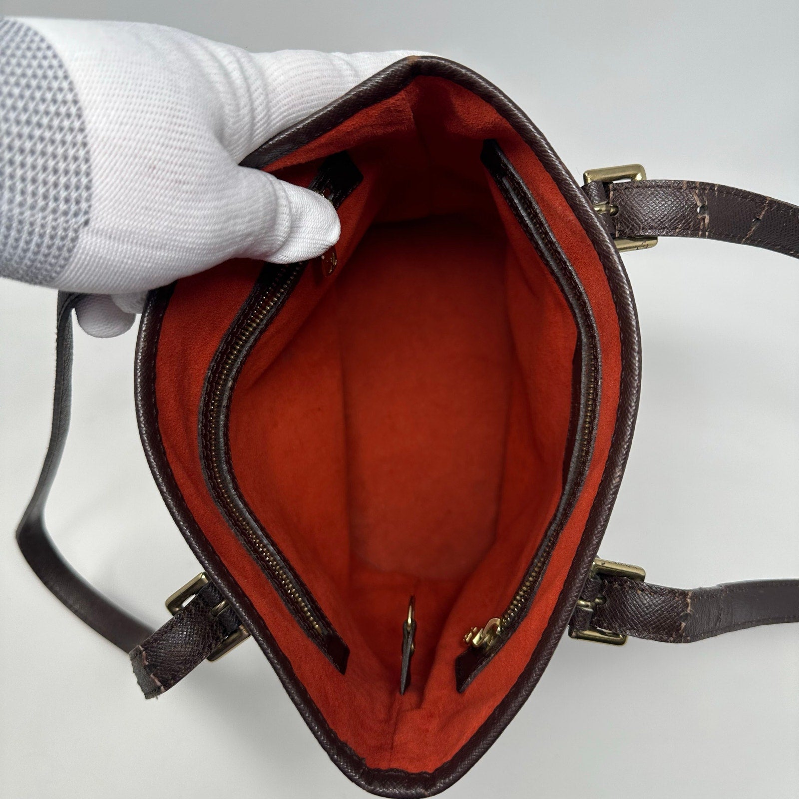 Louis Vuitton LV Damier Ebene Marais Bucket Tote Bag