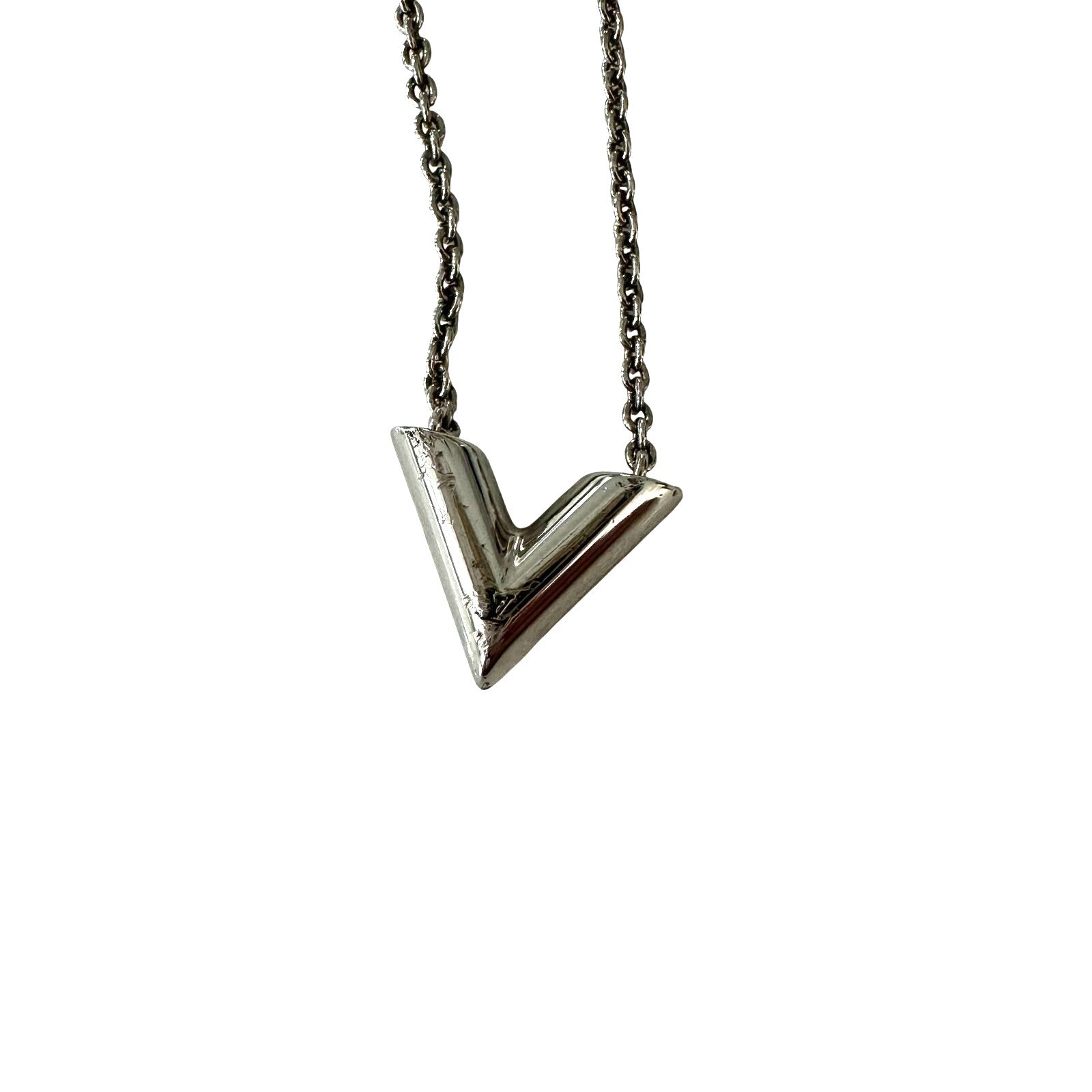 Louis Vuitton LV Essential V Necklace Silver Tone