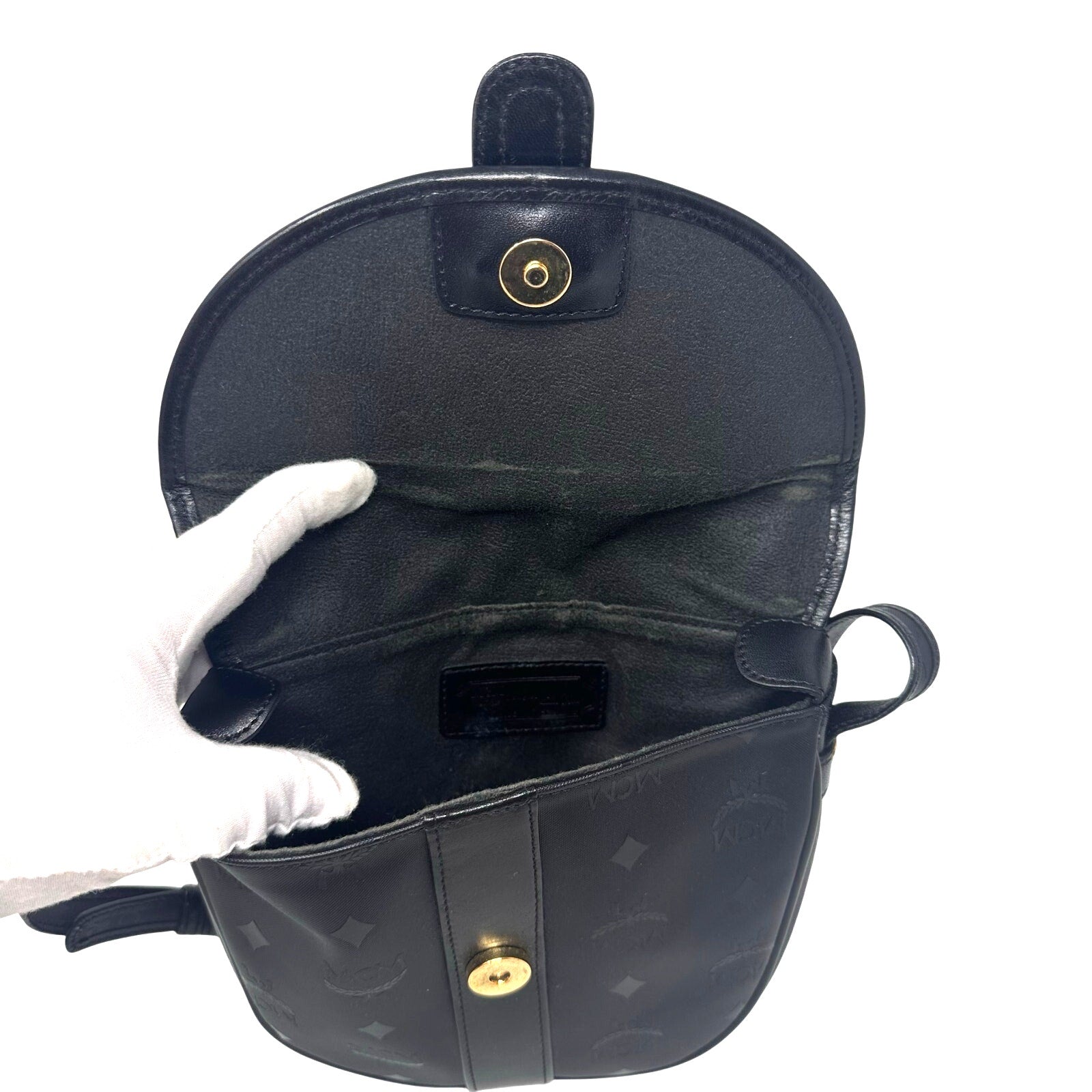 Vintage MCM Black Visettos Signature Crossbody Bag