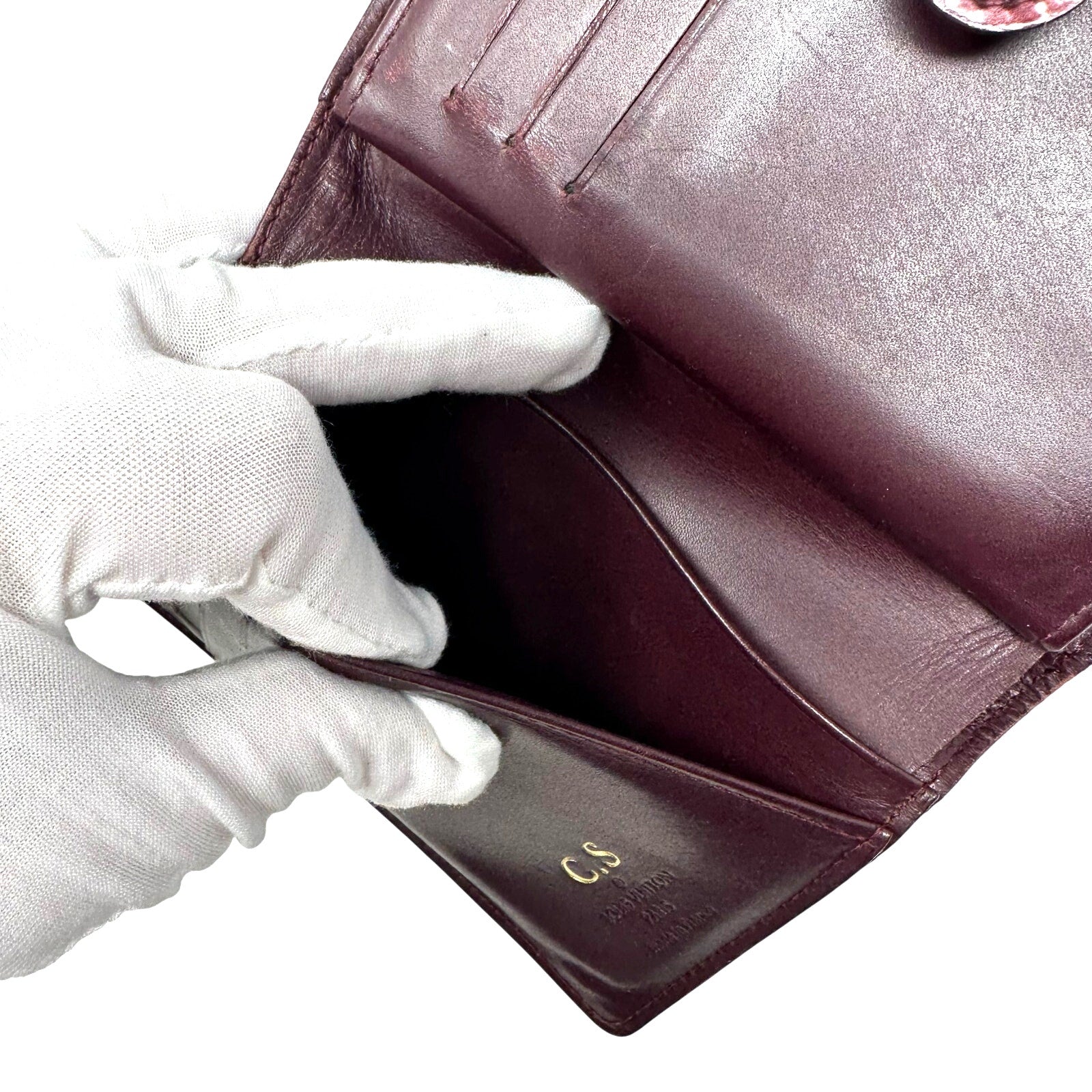 Louis Vuitton LV Vernis Monogram Kisslock Wallet Burgundy