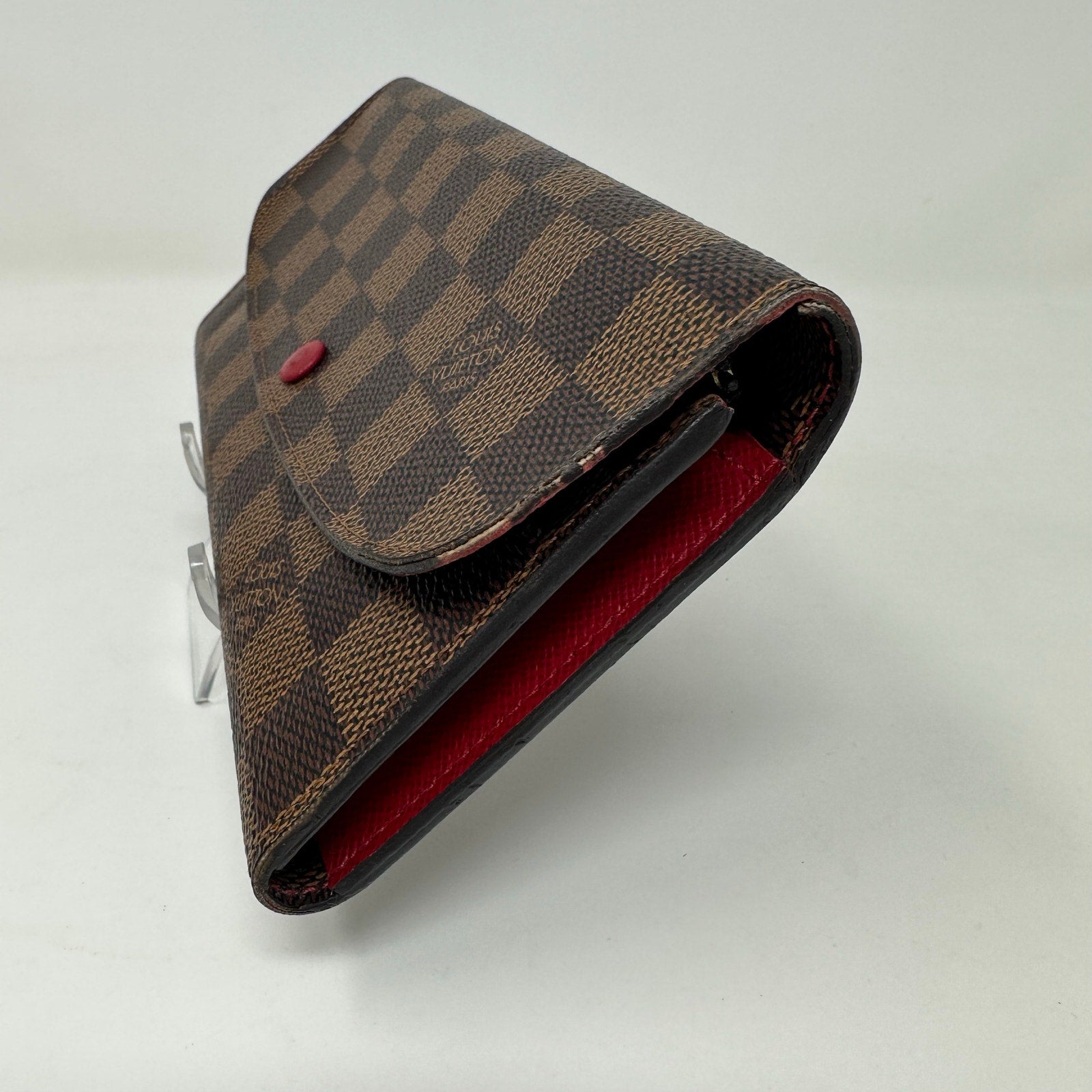 Louis Vuitton LV Damier Ebene Emilie Wallet Red