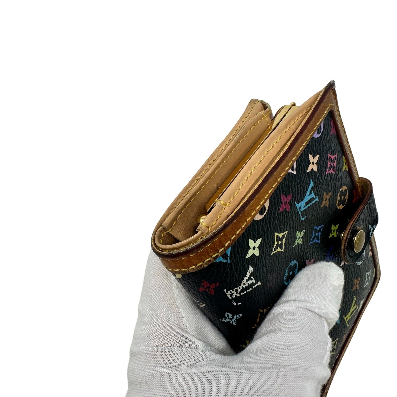 Louis Vuitton LV Black Murakami Multicolor Monogram Kisslock Wallet