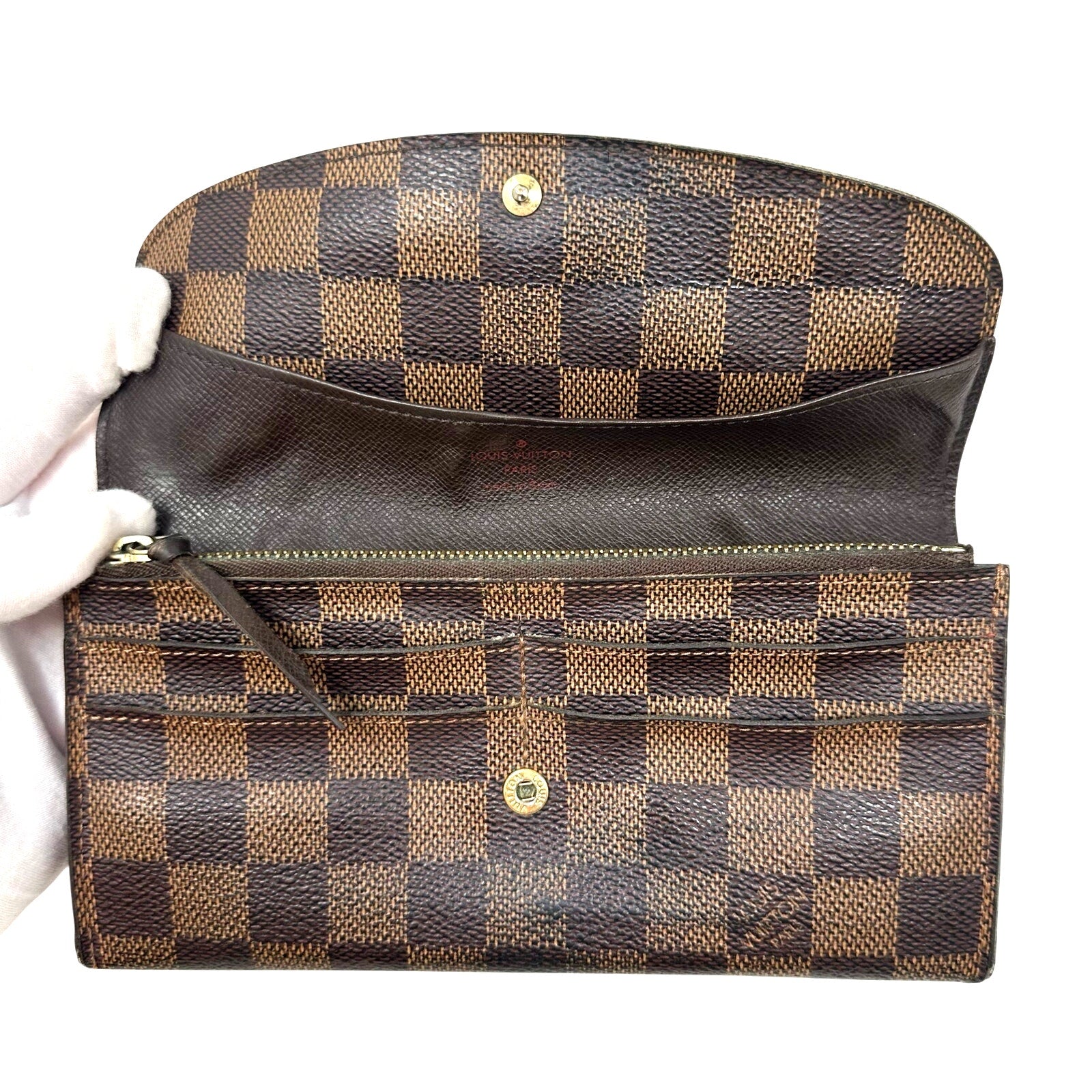 Louis Vuitton LV Damier Ebene Emilie Long Wallet
