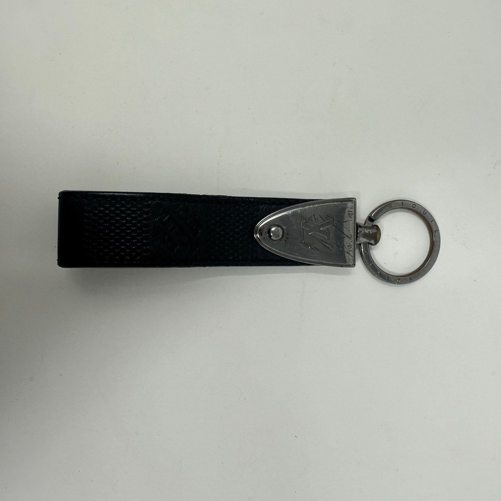 Louis Vuitton LV Porte Cles Dragonne Damier Infiniti Black Leather Keychain