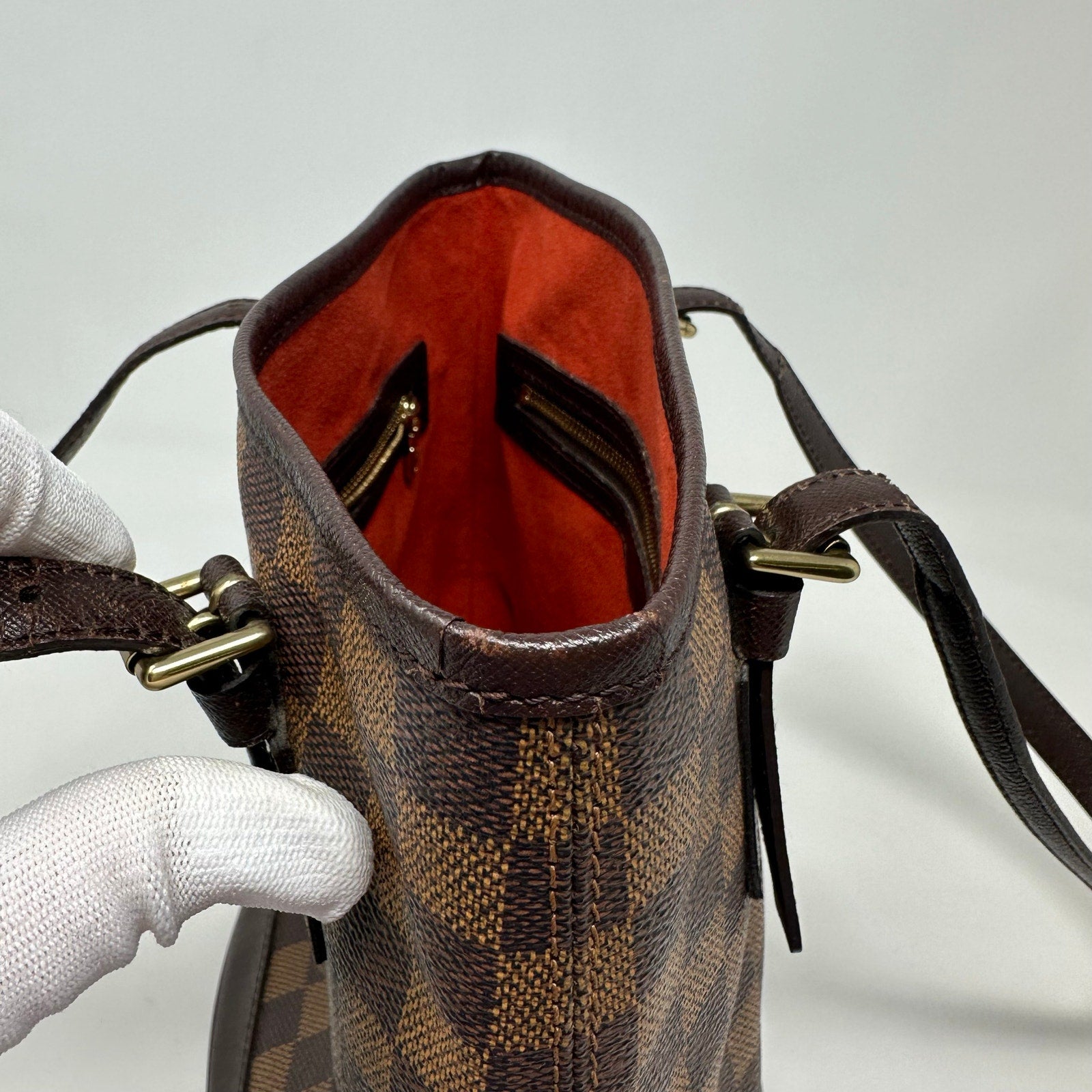 Louis Vuitton LV Damier Ebene Marais Bucket Tote Bag