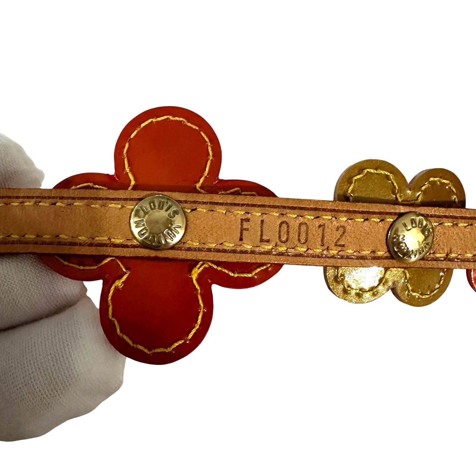 Louis Vuitton LV Monogram Vernis Lexington Flower Double Wrap Bracelet Orange Gold