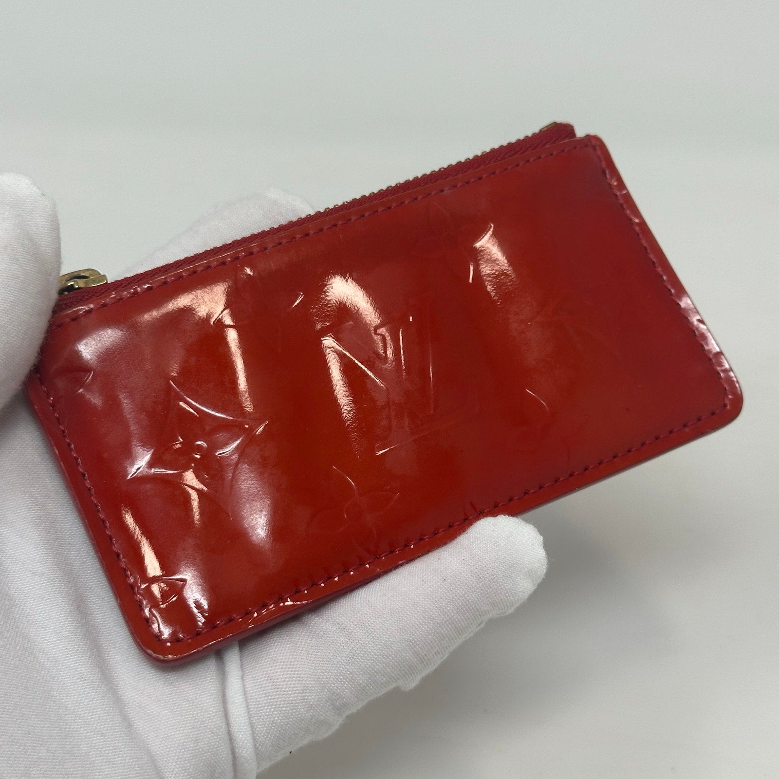 Louis Vuitton LV Red Vernis Key Cles Coin Purse