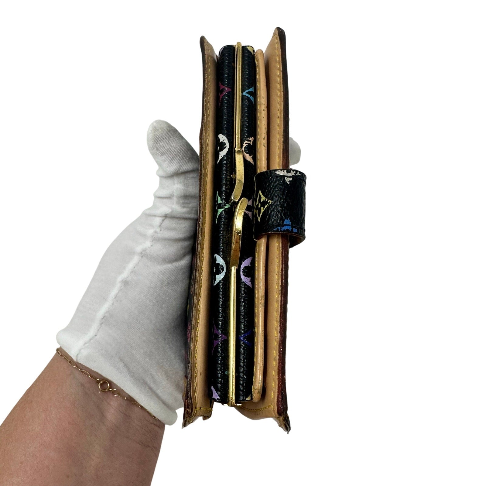 Louis Vuitton LV Black Murakami Multicolor Monogram Kisslock Wallet