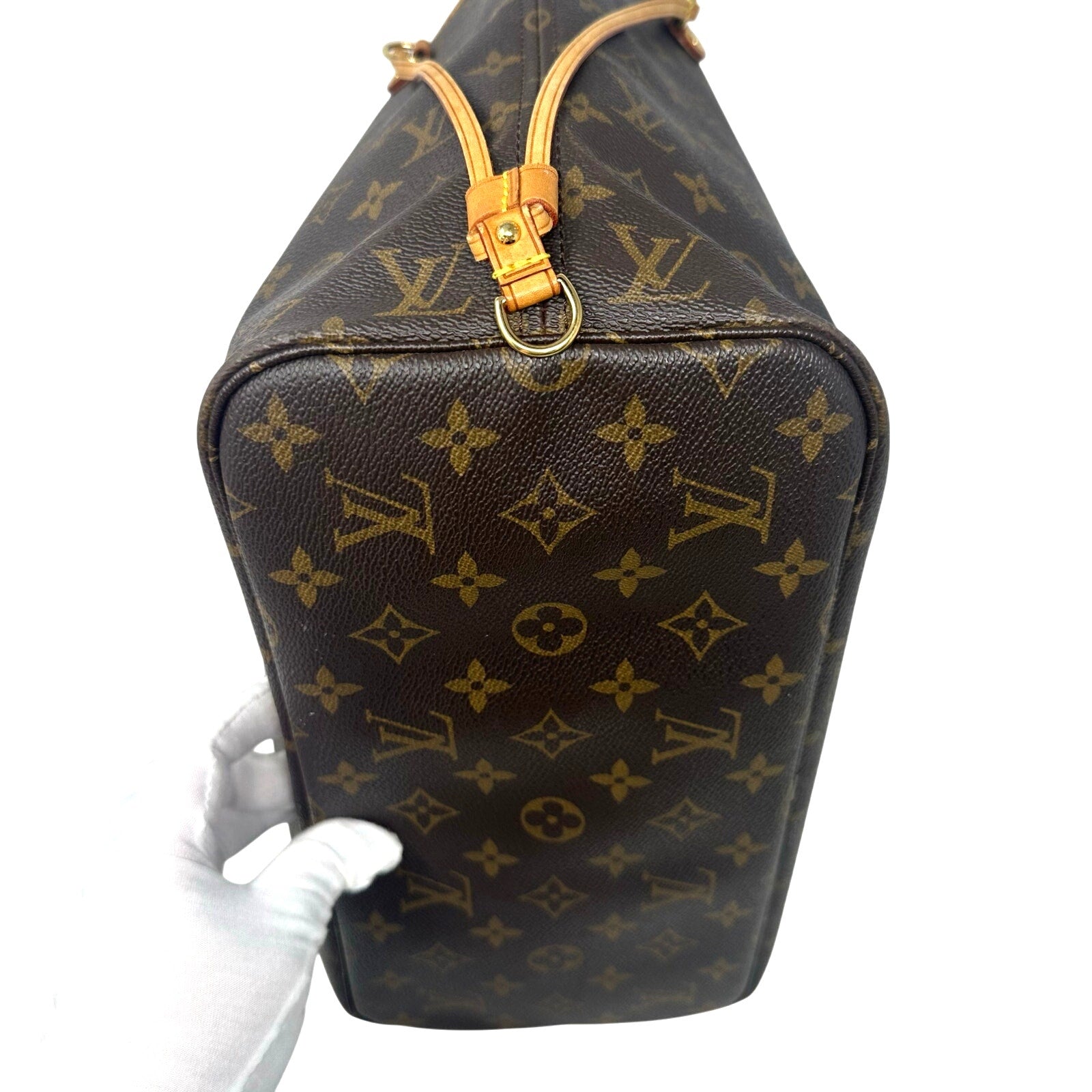 Louis Vuitton LV Monogram Neverfull MM Tote Bag Beige Interior