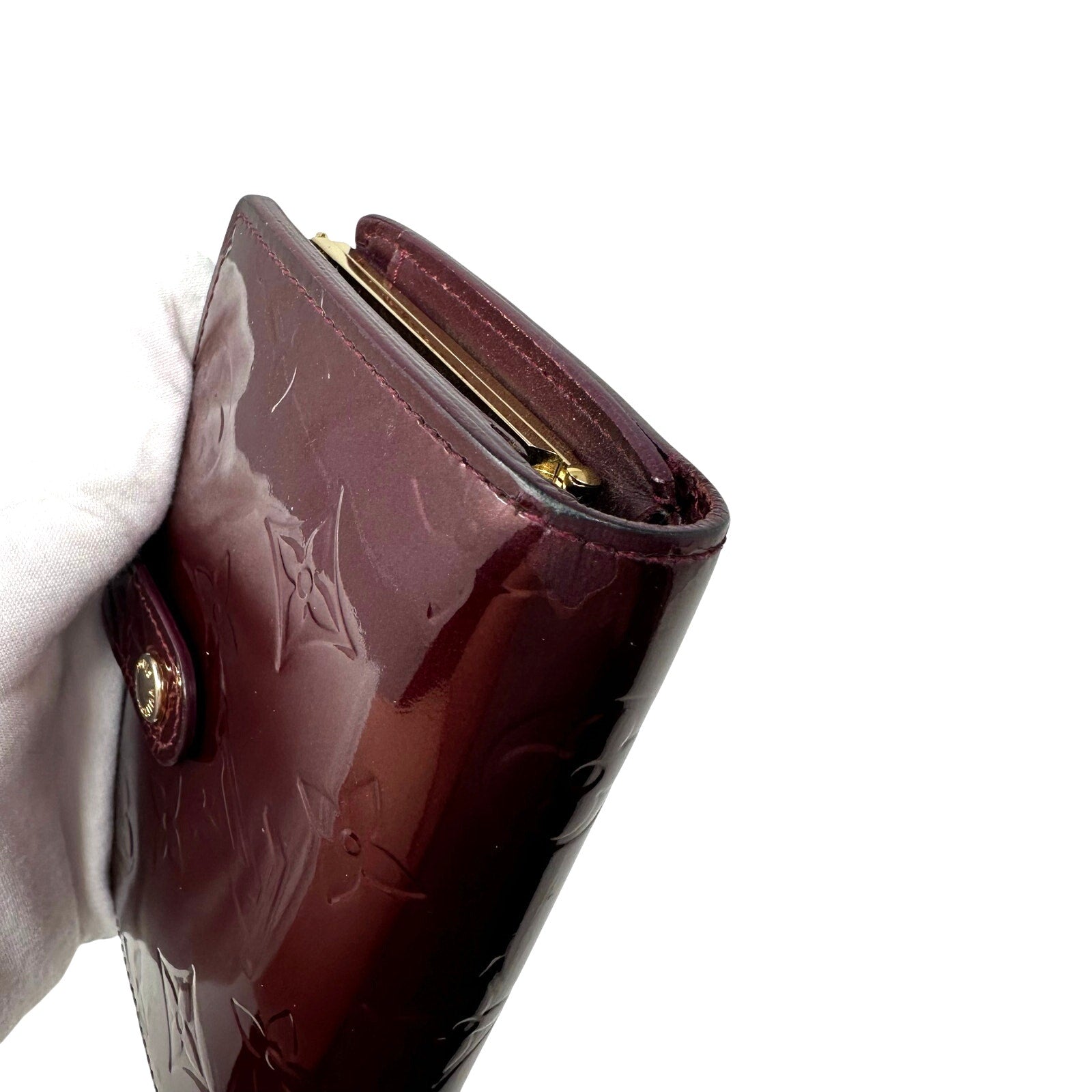 Louis Vuitton LV Vernis Monogram Kisslock Wallet Burgundy