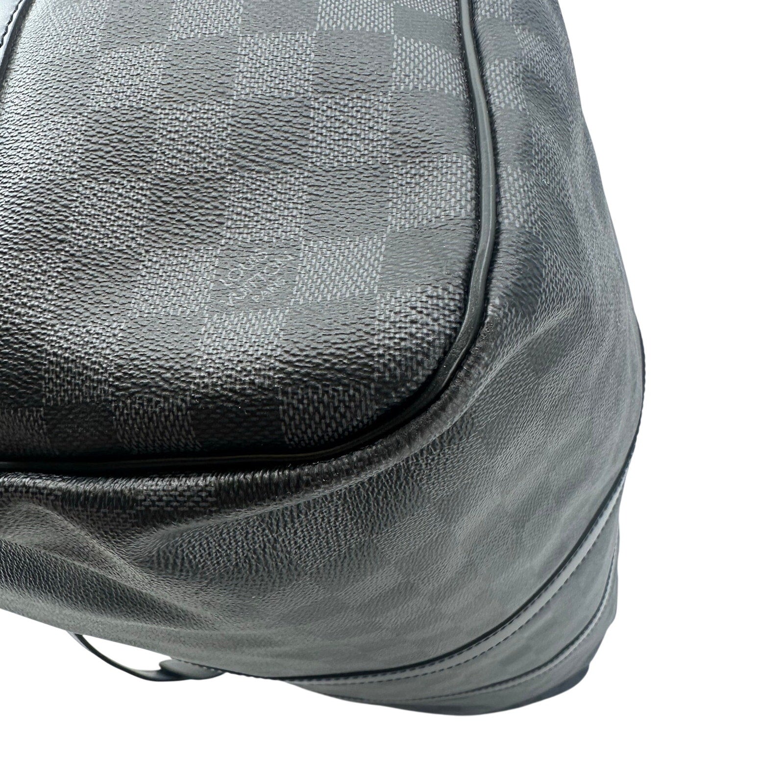 Louis Vuitton LV Damier Graphite Black Gray Keepall 55 Bandolier Duffle Bag