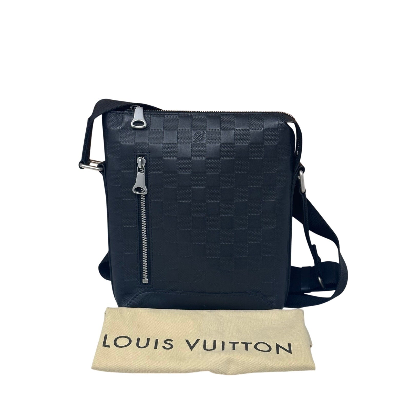 Louis Vuitton LV Discovery Damier Infini Black Leather Messenger BB Crossbody Bag